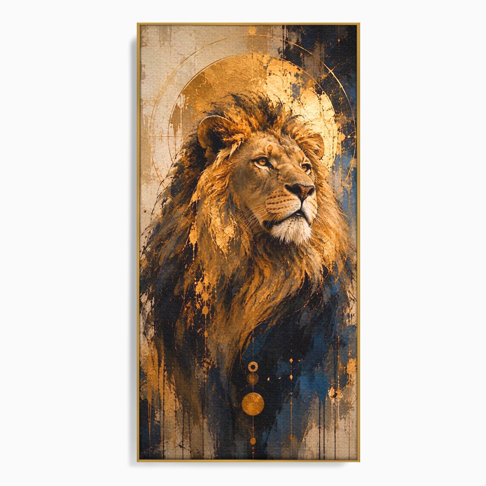 Tablou Canvas Premium LuxCanva® PI1312, Regalitatea Leului, Privire, Savana, Putere, Portret, Culori Vibrante, Living, Dormitor
