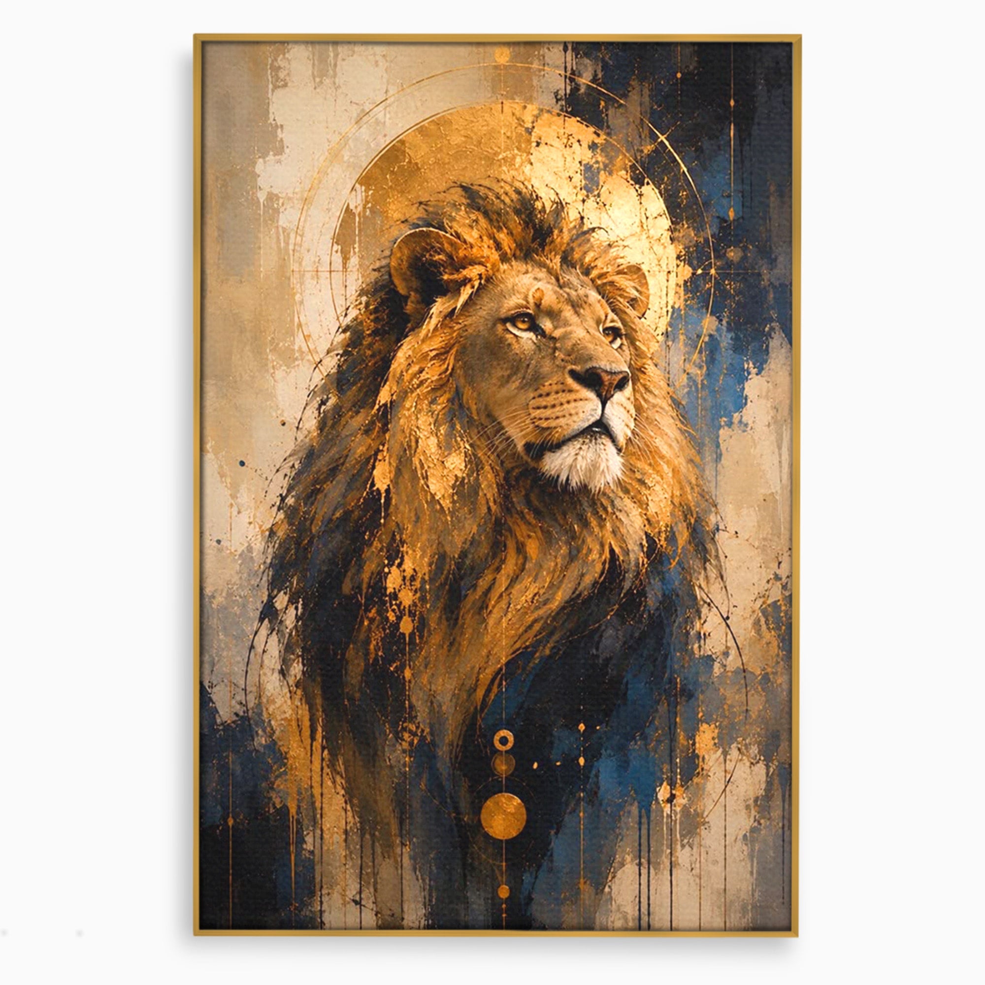 Tablou Canvas Premium LuxCanva® PI1312, Regalitatea Leului, Privire, Savana, Putere, Portret, Culori Vibrante, Living, Dormitor