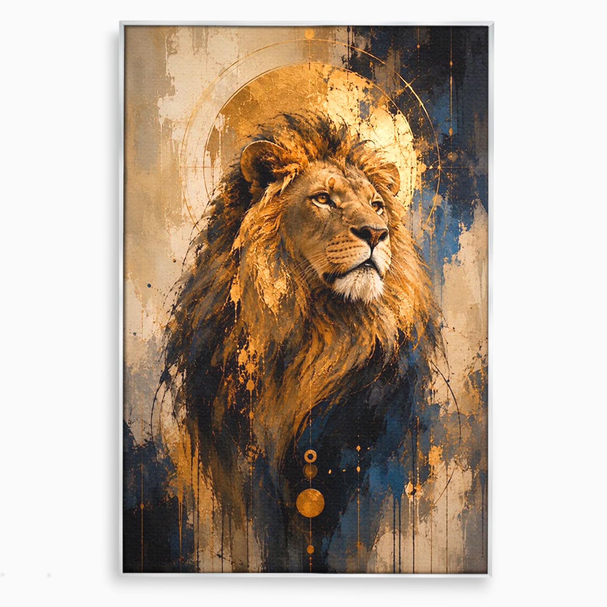 Tablou Canvas Premium LuxCanva® PI1312, Regalitatea Leului, Privire, Savana, Putere, Portret, Culori Vibrante, Living, Dormitor