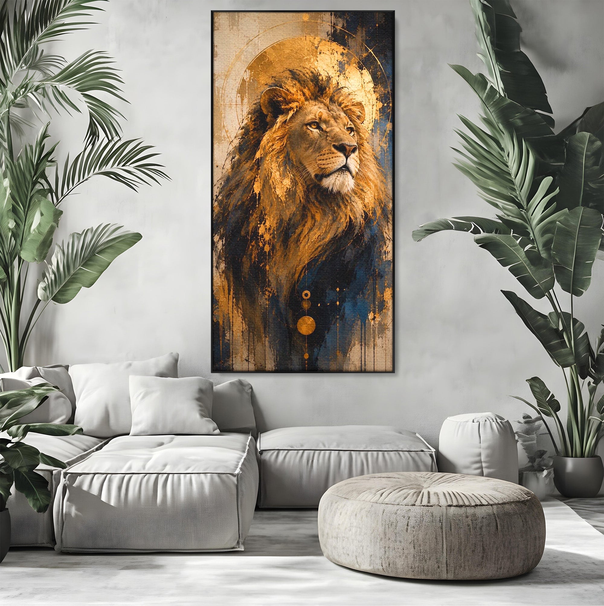 Tablou Canvas Premium LuxCanva® PI1312, Regalitatea Leului, Privire, Savana, Putere, Portret, Culori Vibrante, Living, Dormitor