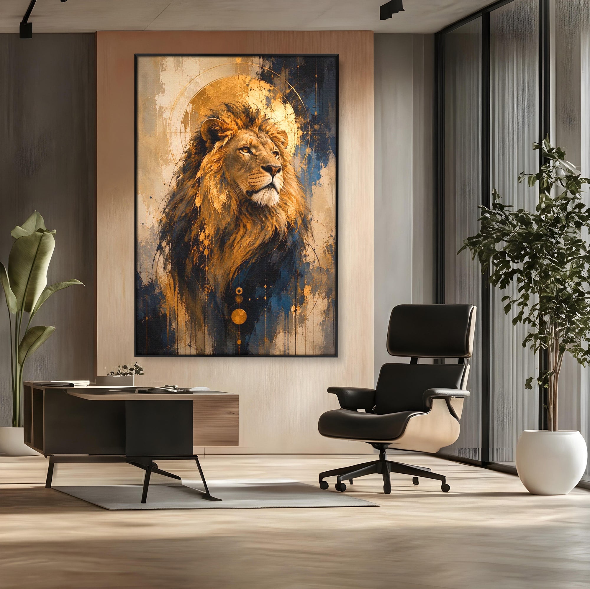Tablou Canvas Premium LuxCanva® PI1312, Regalitatea Leului, Privire, Savana, Putere, Portret, Culori Vibrante, Living, Dormitor