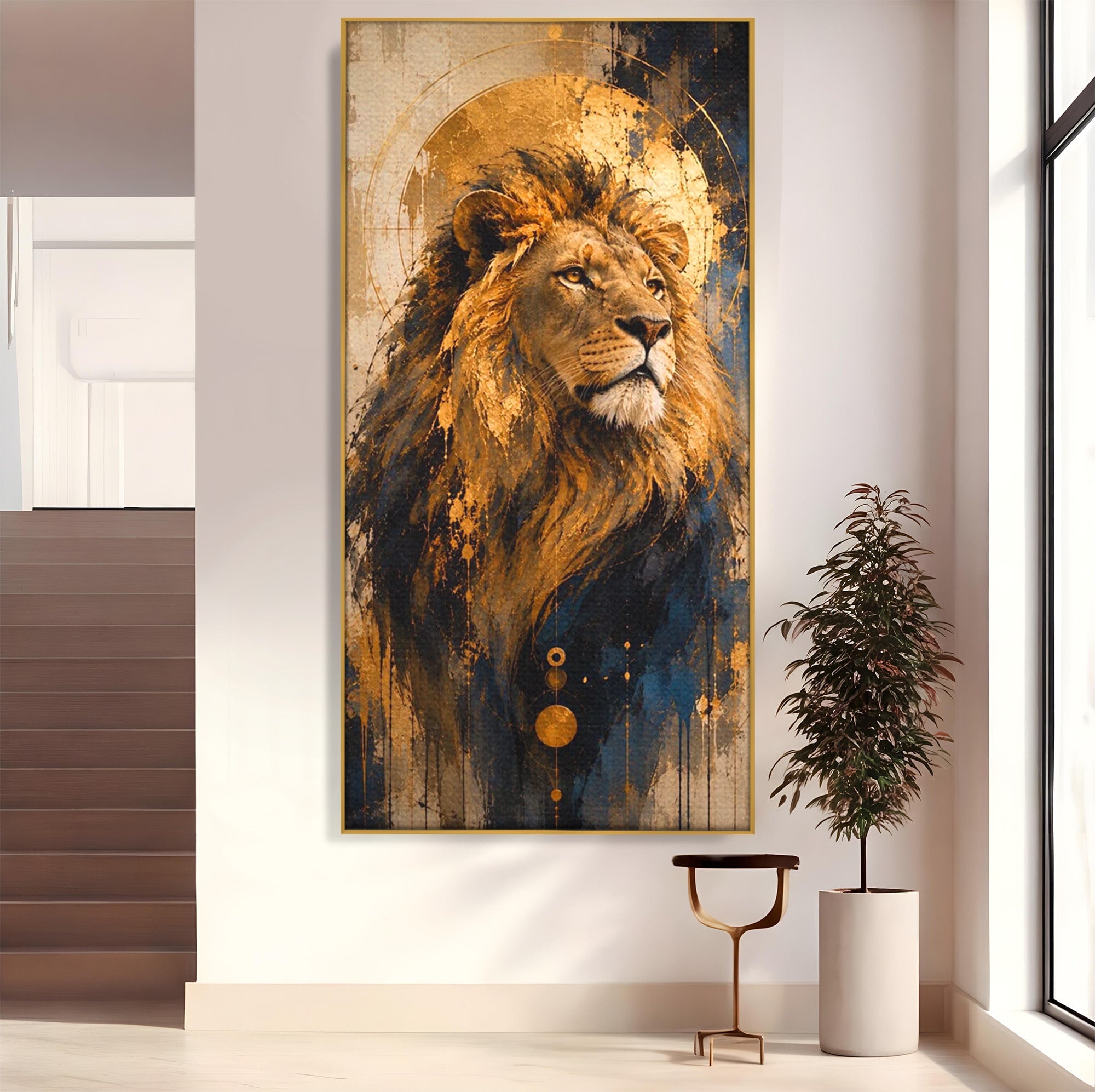 Tablou Canvas Premium LuxCanva® PI1312, Regalitatea Leului, Privire, Savana, Putere, Portret, Culori Vibrante, Living, Dormitor