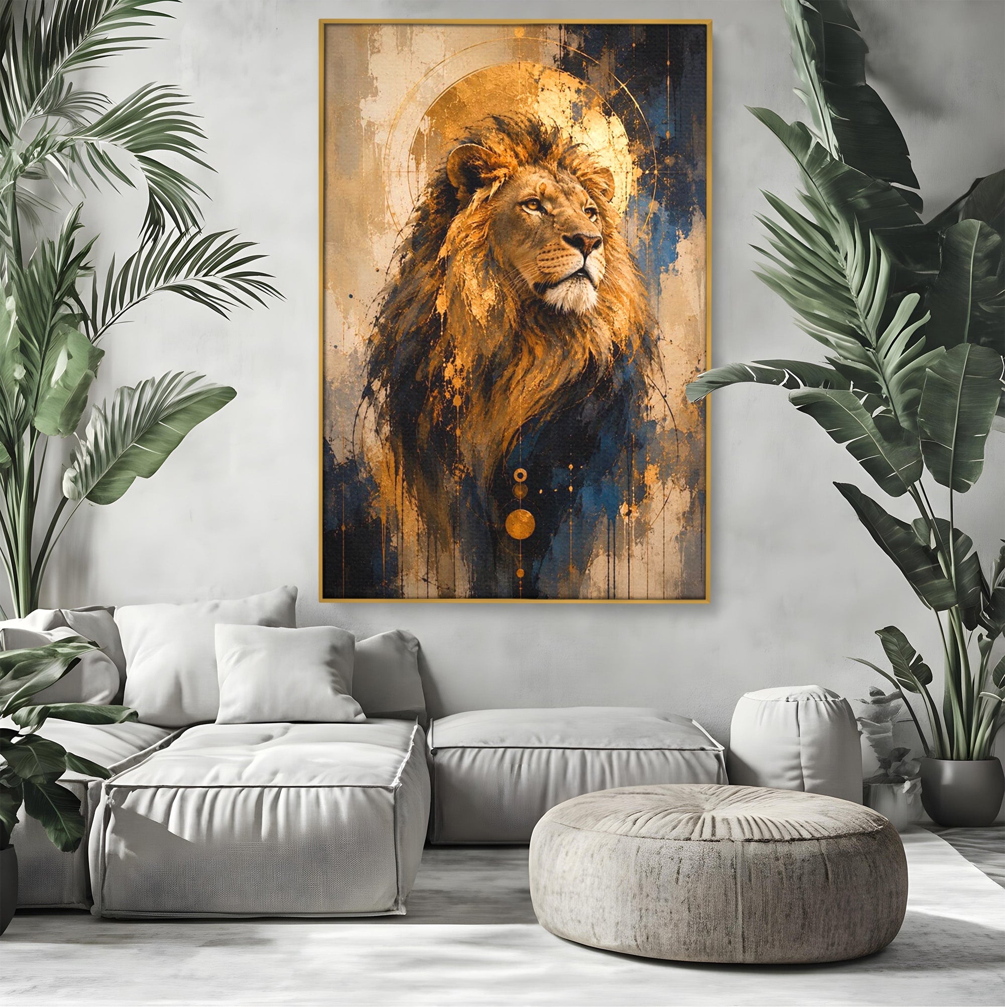 Tablou Canvas Premium LuxCanva® PI1312, Regalitatea Leului, Privire, Savana, Putere, Portret, Culori Vibrante, Living, Dormitor