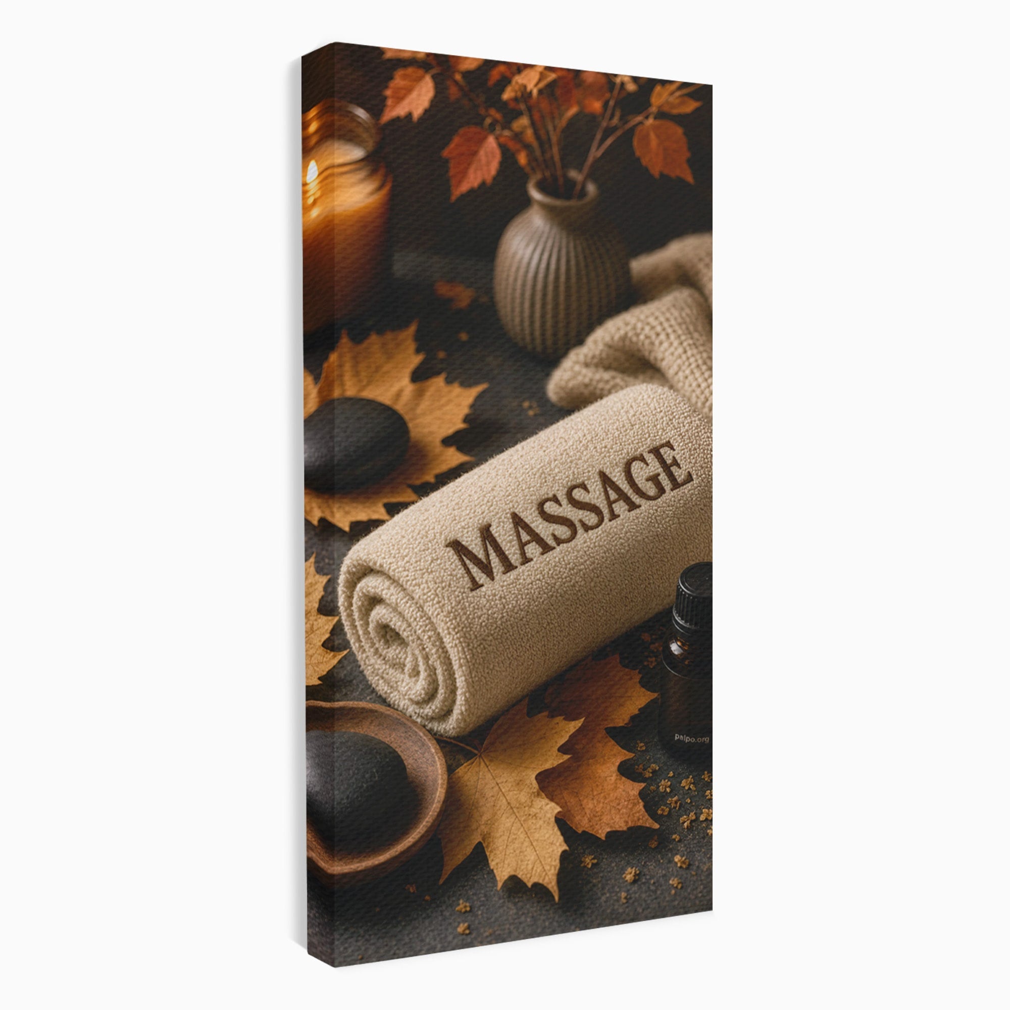 Tablou Canvas Premium LuxCanva® PI1313, Relaxare Zen, Masaj, Terapie, Spa, Toamna, Culori Vibrante, Salon