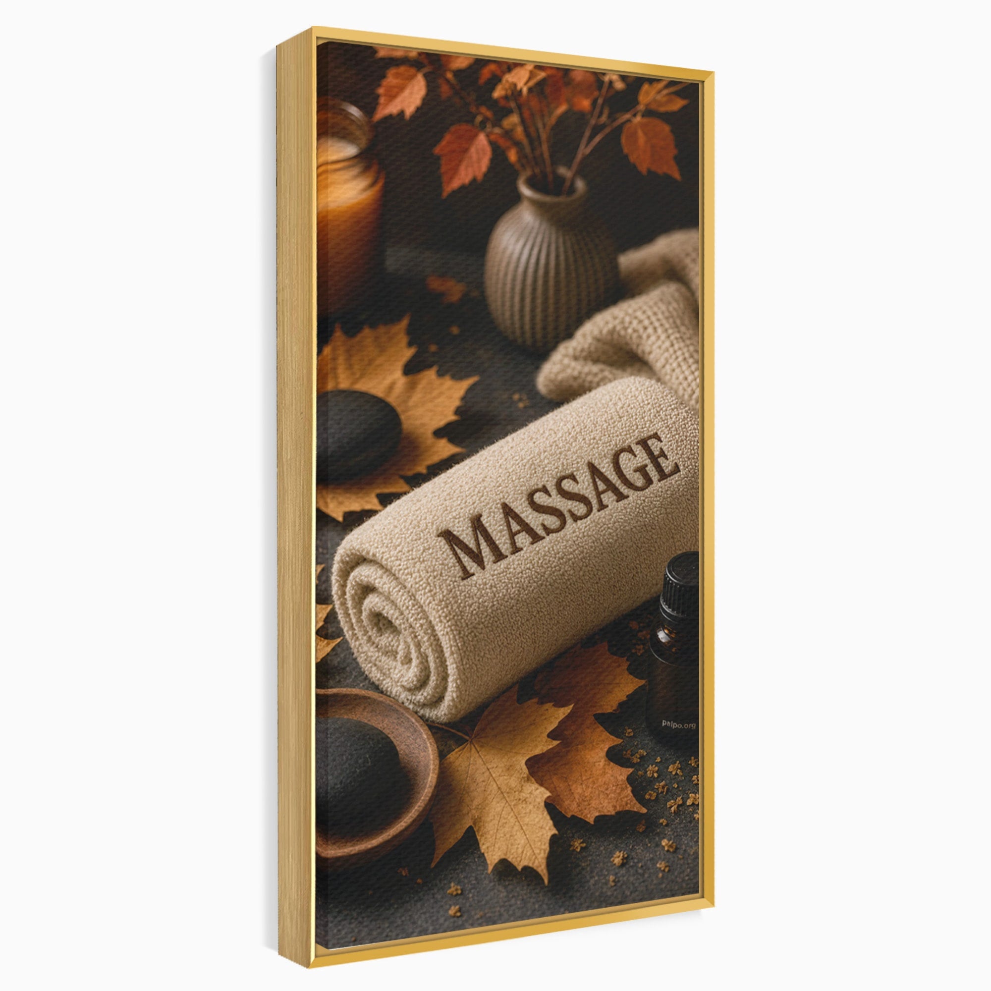 Tablou Canvas Premium LuxCanva® PI1313, Relaxare Zen, Masaj, Terapie, Spa, Toamna, Culori Vibrante, Salon