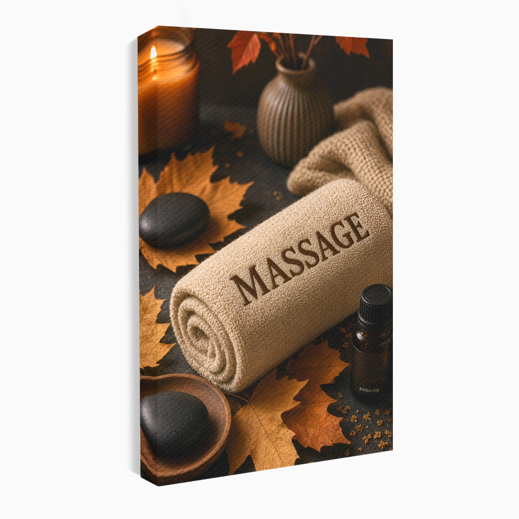 Tablou Canvas Premium LuxCanva® PI1313, Relaxare Zen, Masaj, Terapie, Spa, Toamna, Culori Vibrante, Salon