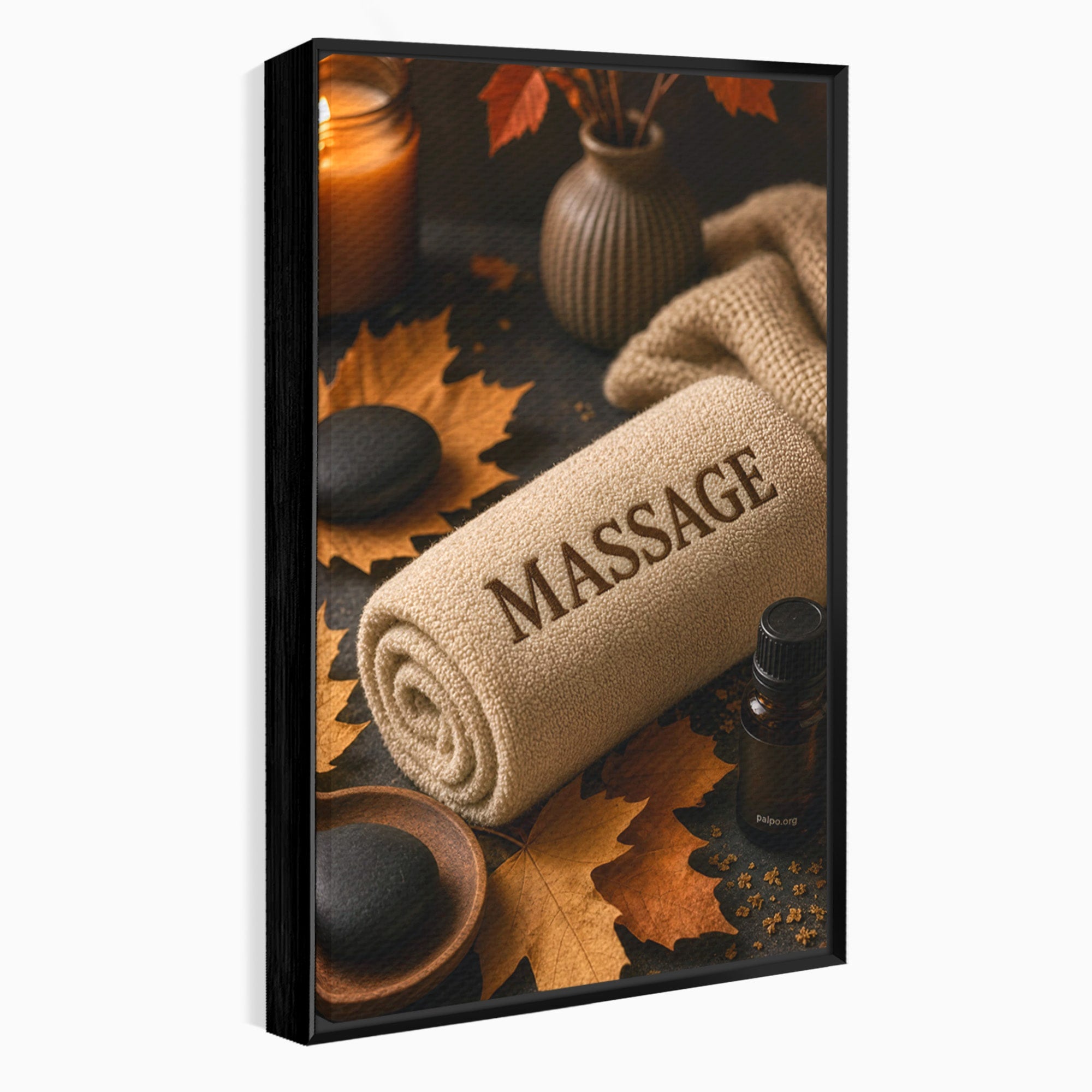 Tablou Canvas Premium LuxCanva® PI1313, Relaxare Zen, Masaj, Terapie, Spa, Toamna, Culori Vibrante, Salon