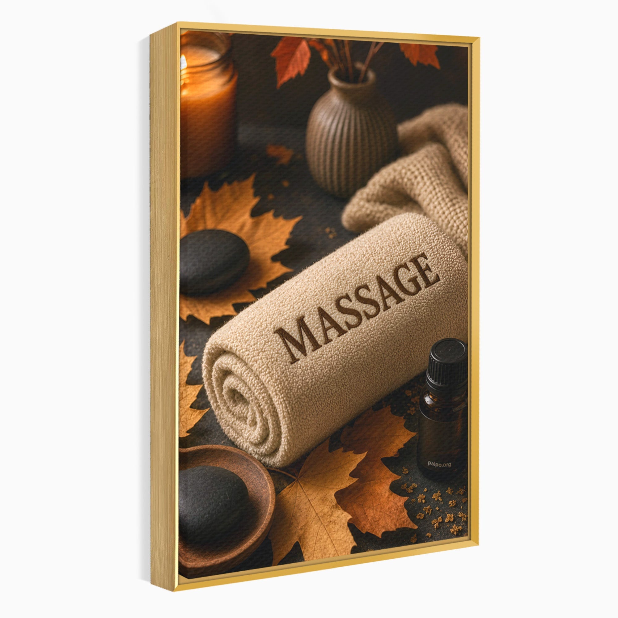 Tablou Canvas Premium LuxCanva® PI1313, Relaxare Zen, Masaj, Terapie, Spa, Toamna, Culori Vibrante, Salon