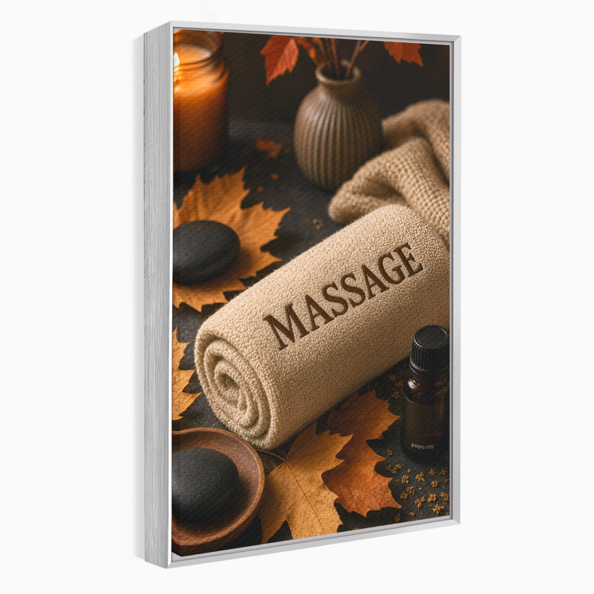 Tablou Canvas Premium LuxCanva® PI1313, Relaxare Zen, Masaj, Terapie, Spa, Toamna, Culori Vibrante, Salon