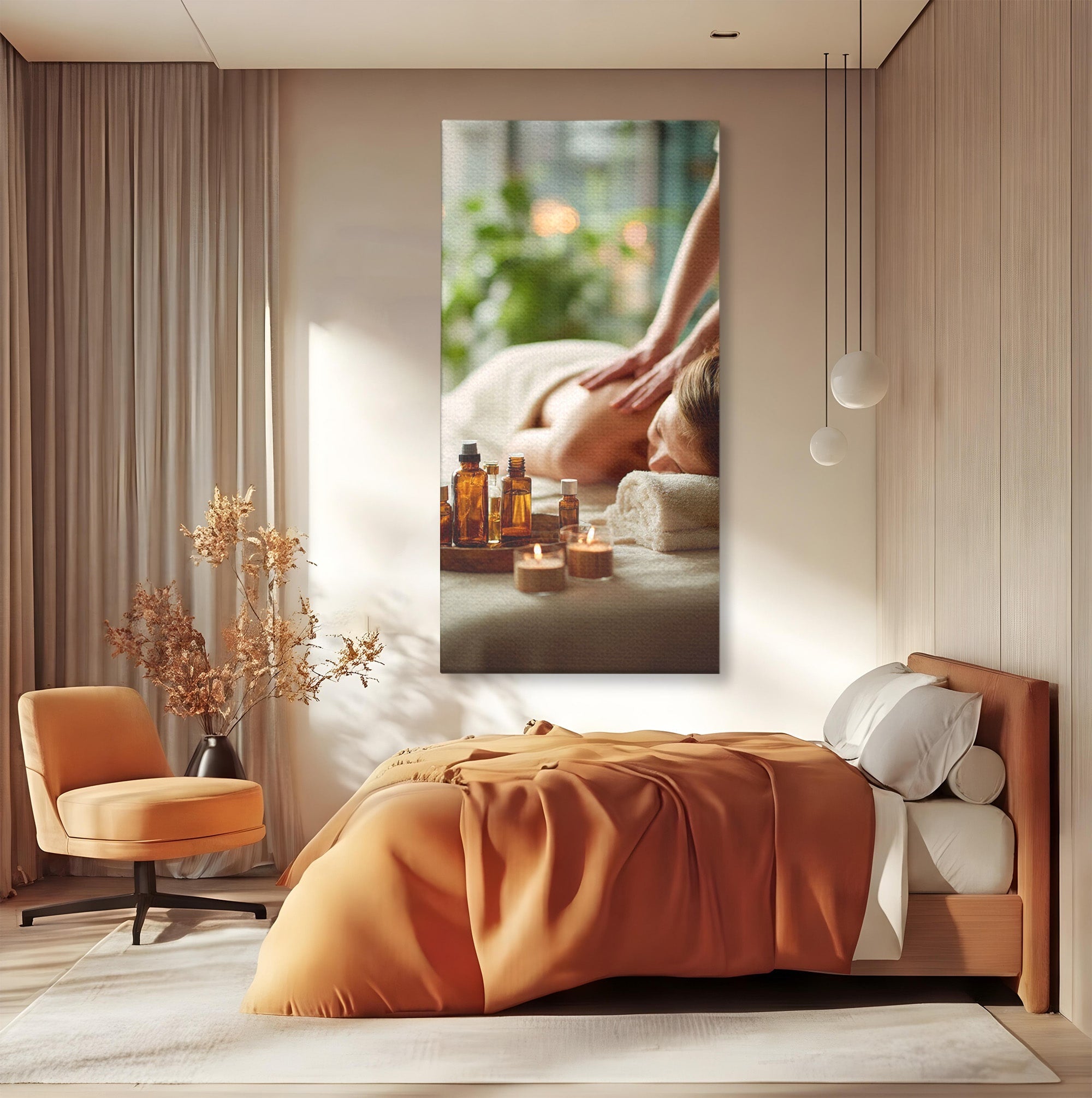 Tablou Canvas Premium LuxCanva® PI1315, Momente De Liniste, Spa, Relaxare, Masaj, Aromaterapie, Sanatate, Wellness, Culori Vibrante, Salon