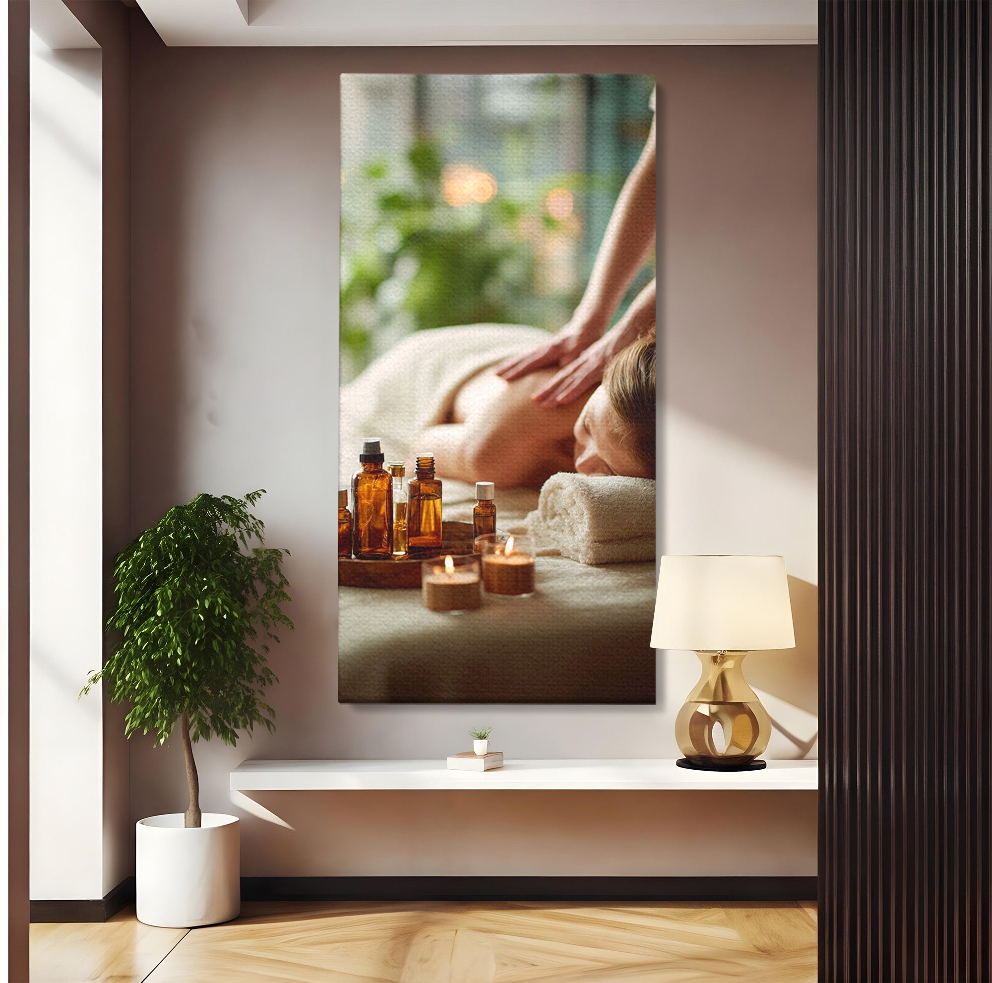 Tablou Canvas Premium LuxCanva® PI1315, Momente De Liniste, Spa, Relaxare, Masaj, Aromaterapie, Sanatate, Wellness, Culori Vibrante, Salon