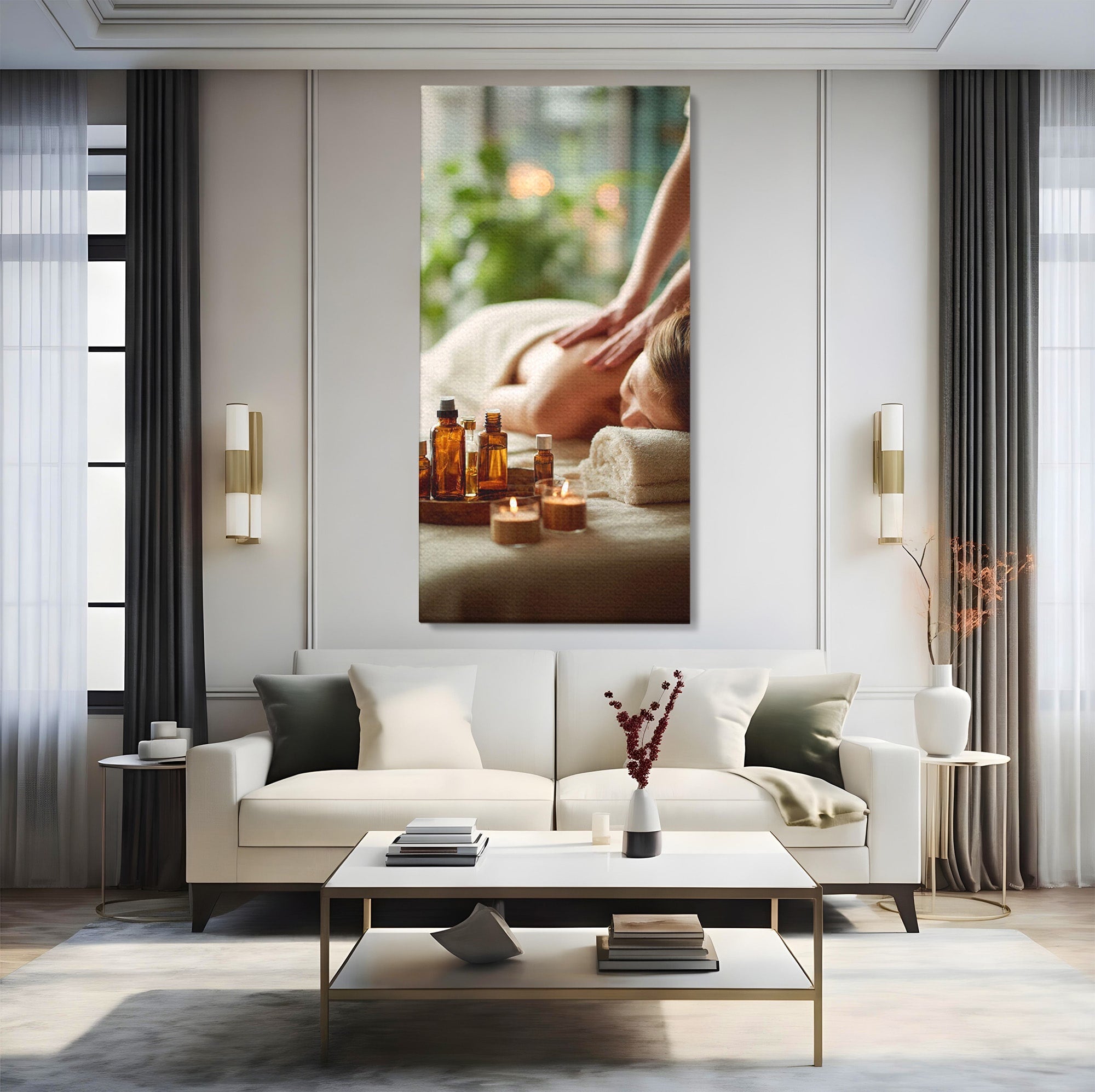 Tablou Canvas Premium LuxCanva® PI1315, Momente De Liniste, Spa, Relaxare, Masaj, Aromaterapie, Sanatate, Wellness, Culori Vibrante, Salon