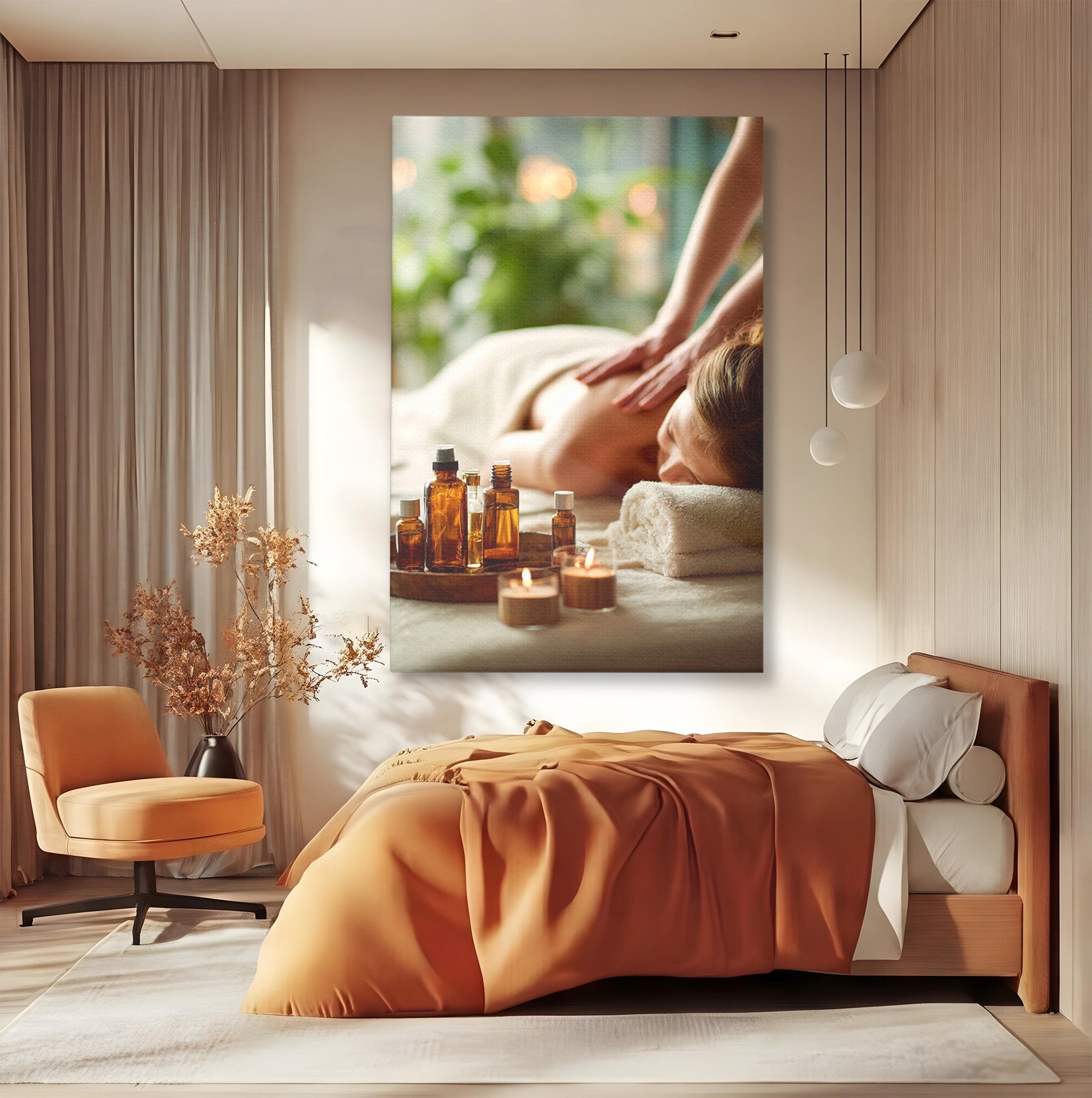 Tablou Canvas Premium LuxCanva® PI1315, Momente De Liniste, Spa, Relaxare, Masaj, Aromaterapie, Sanatate, Wellness, Culori Vibrante, Salon