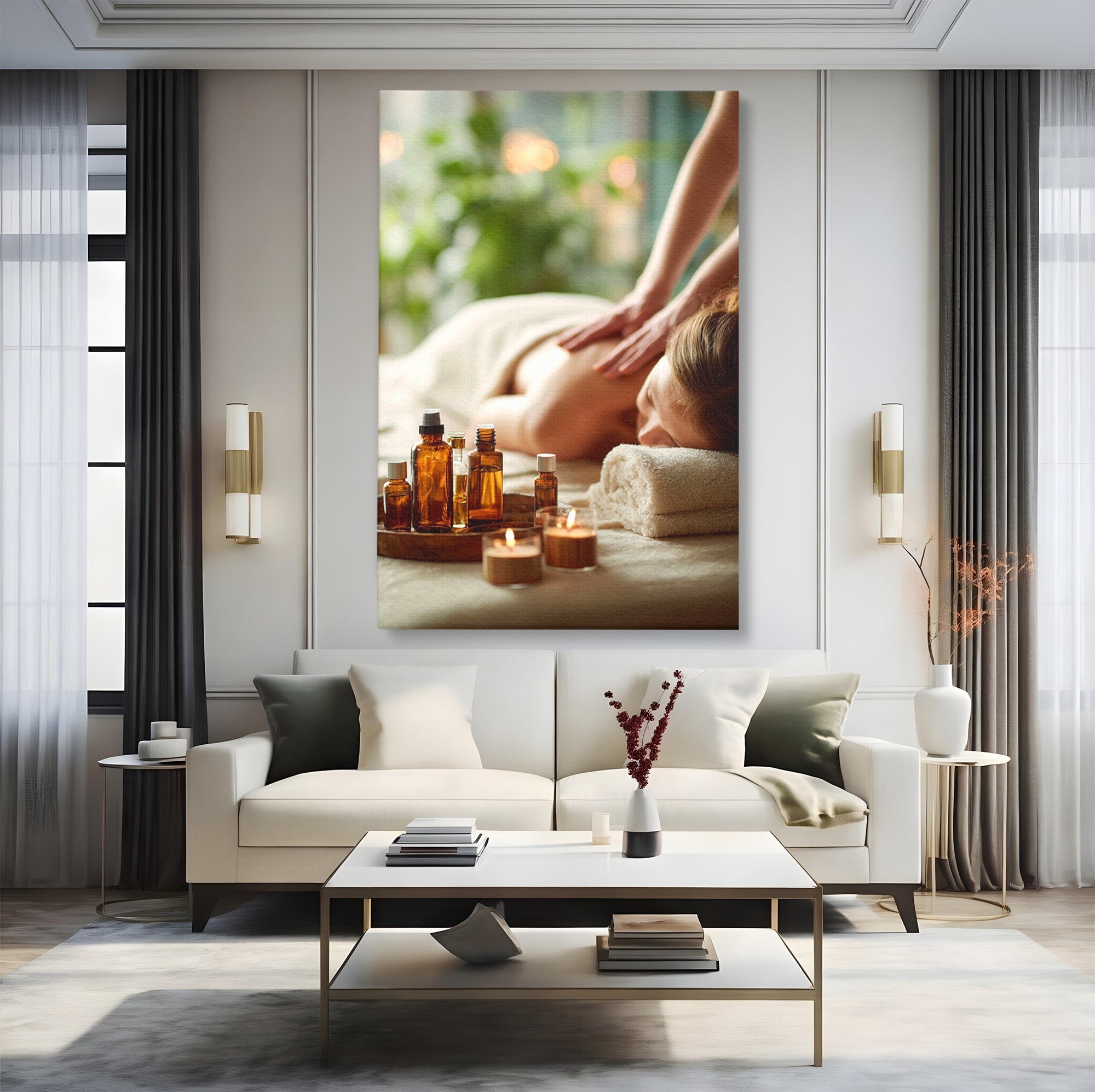 Tablou Canvas Premium LuxCanva® PI1315, Momente De Liniste, Spa, Relaxare, Masaj, Aromaterapie, Sanatate, Wellness, Culori Vibrante, Salon