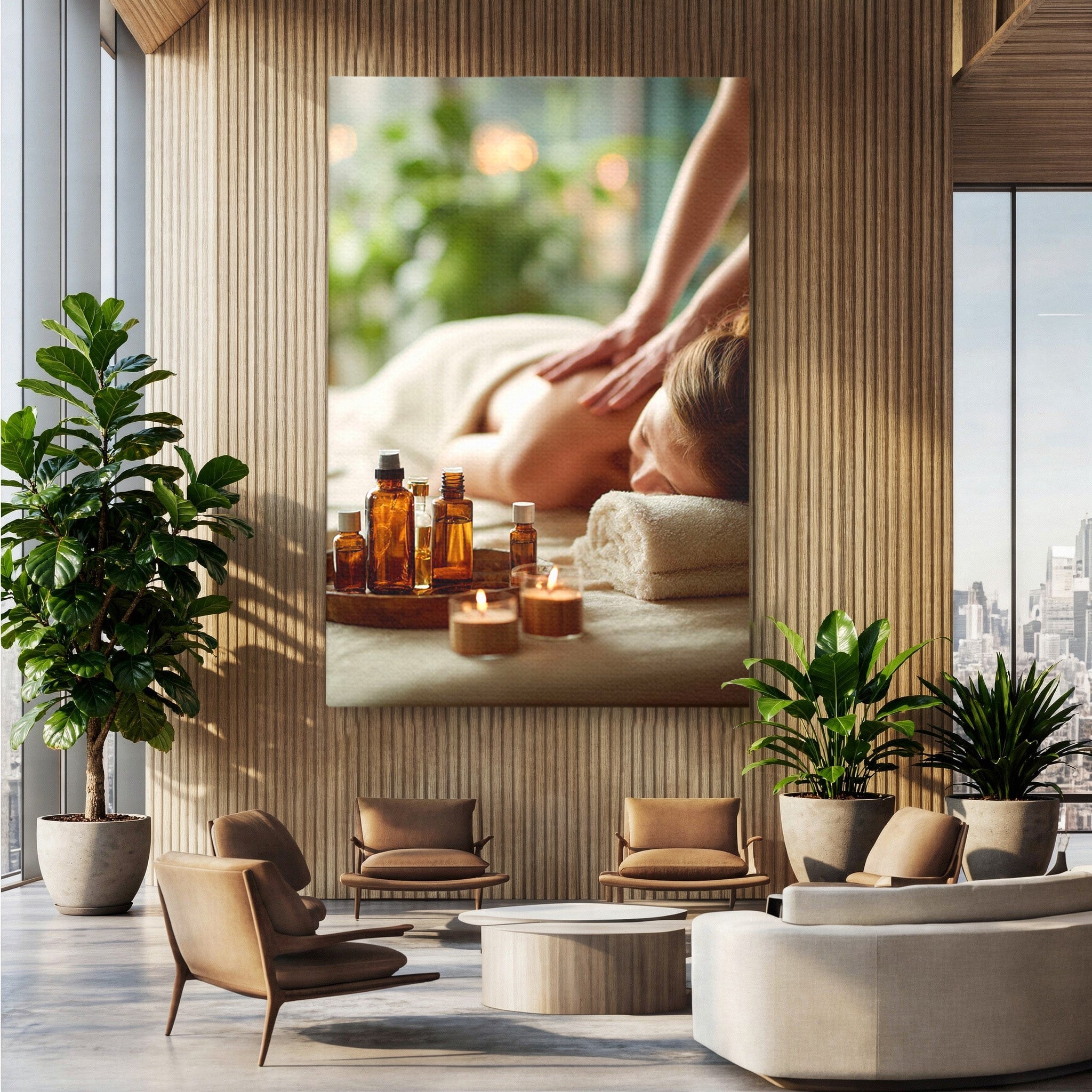 Tablou Canvas Premium LuxCanva® PI1315, Momente De Liniste, Spa, Relaxare, Masaj, Aromaterapie, Sanatate, Wellness, Culori Vibrante, Salon