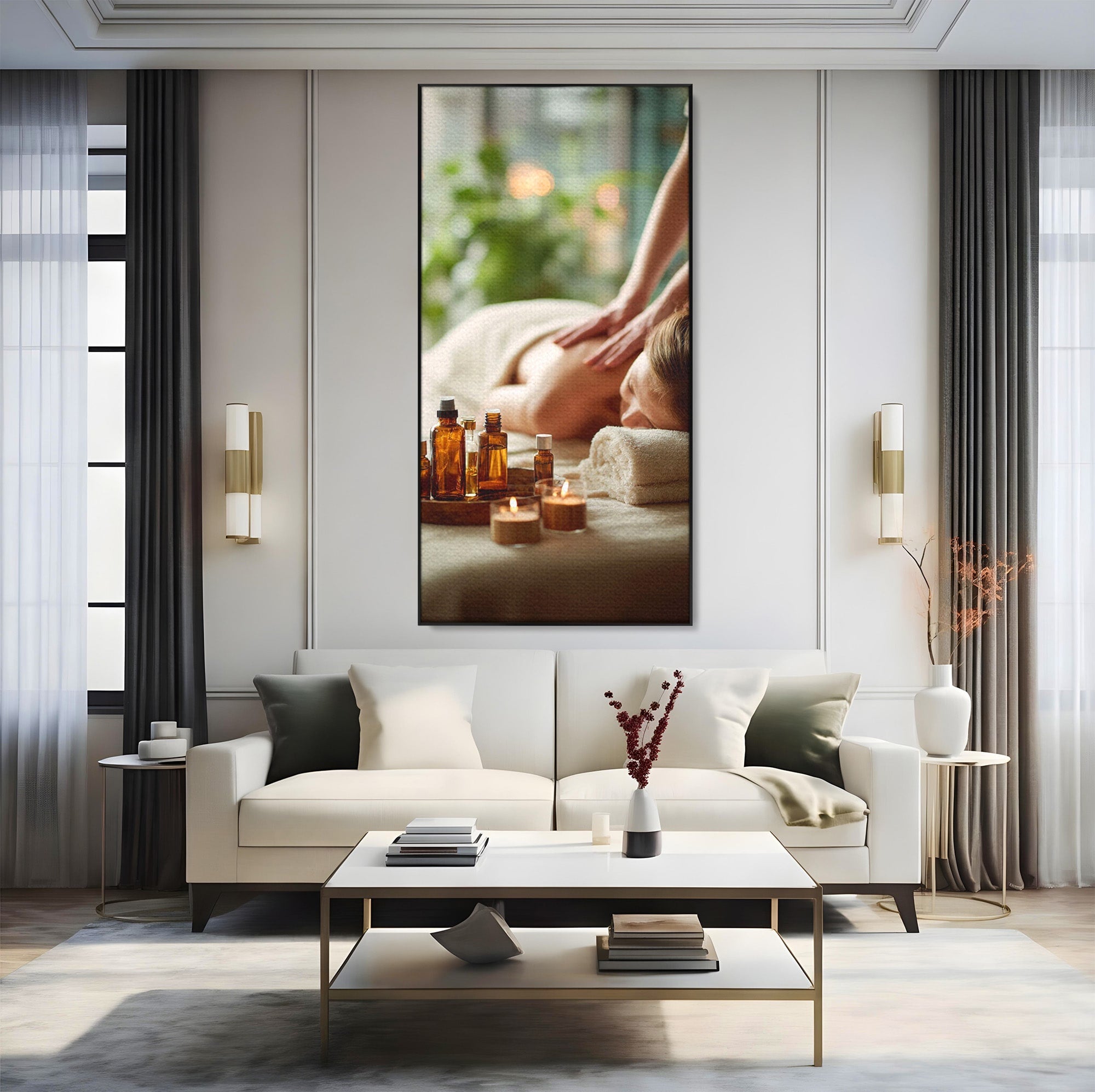 Tablou Canvas Premium LuxCanva® PI1315, Momente De Liniste, Spa, Relaxare, Masaj, Aromaterapie, Sanatate, Wellness, Culori Vibrante, Salon