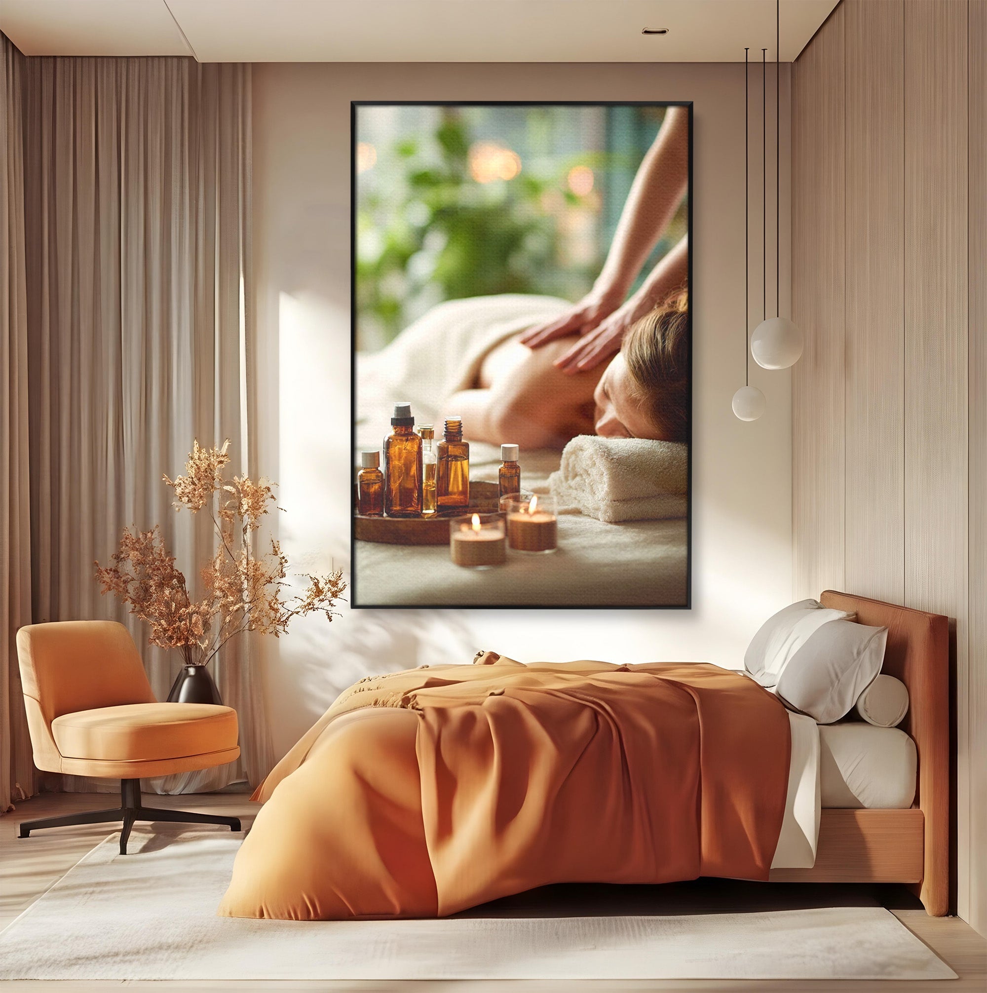 Tablou Canvas Premium LuxCanva® PI1315, Momente De Liniste, Spa, Relaxare, Masaj, Aromaterapie, Sanatate, Wellness, Culori Vibrante, Salon