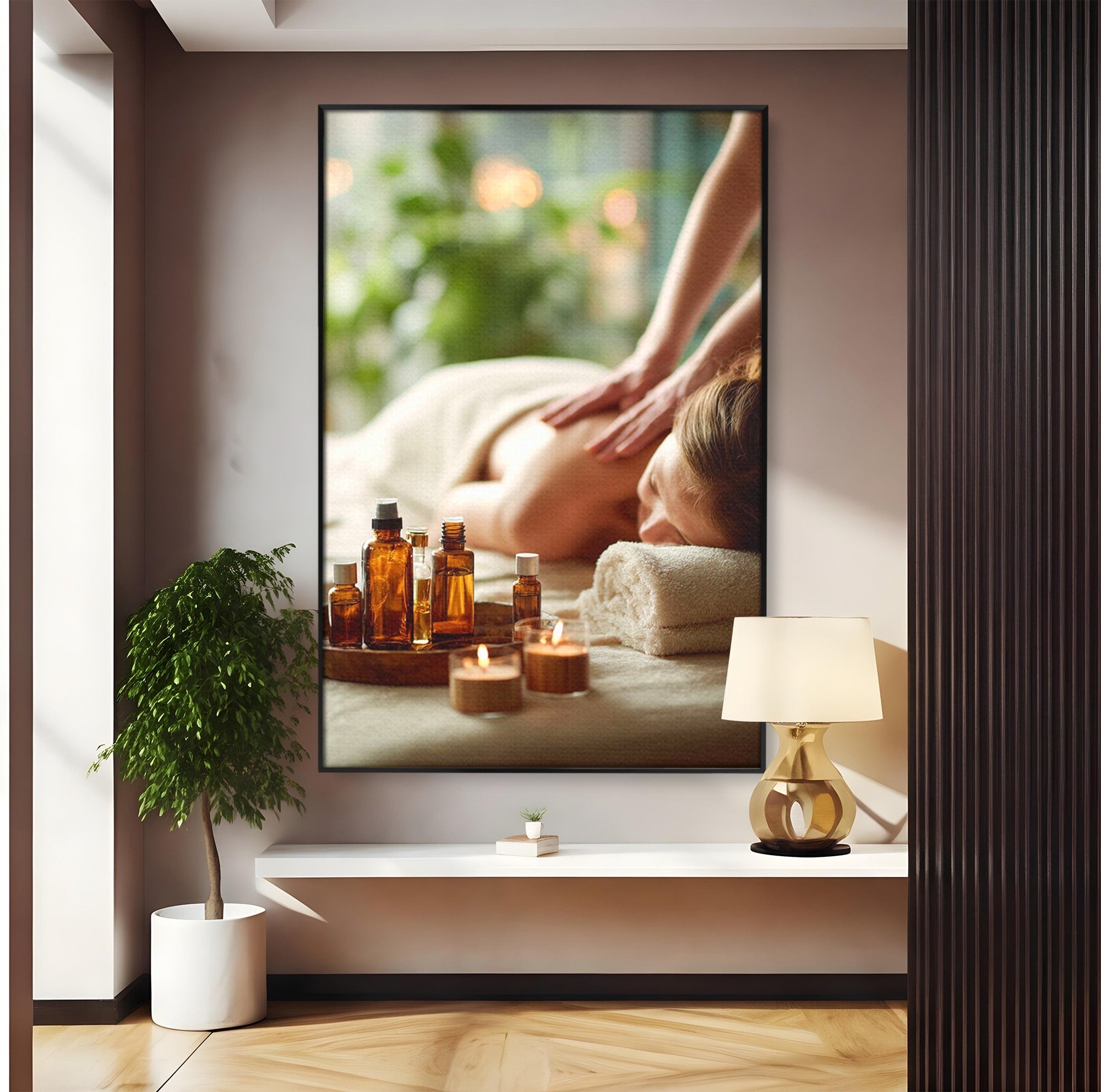 Tablou Canvas Premium LuxCanva® PI1315, Momente De Liniste, Spa, Relaxare, Masaj, Aromaterapie, Sanatate, Wellness, Culori Vibrante, Salon