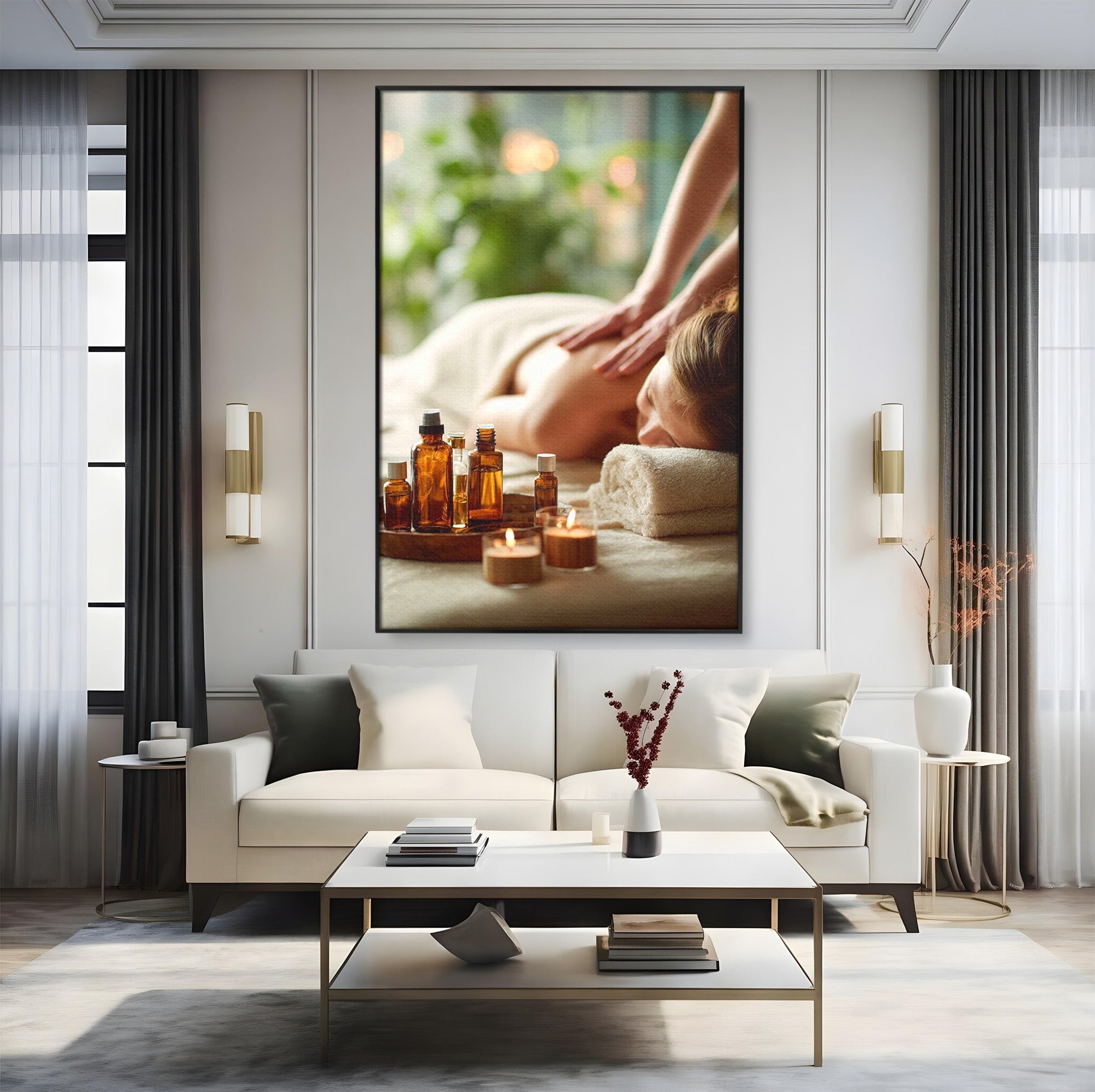 Tablou Canvas Premium LuxCanva® PI1315, Momente De Liniste, Spa, Relaxare, Masaj, Aromaterapie, Sanatate, Wellness, Culori Vibrante, Salon