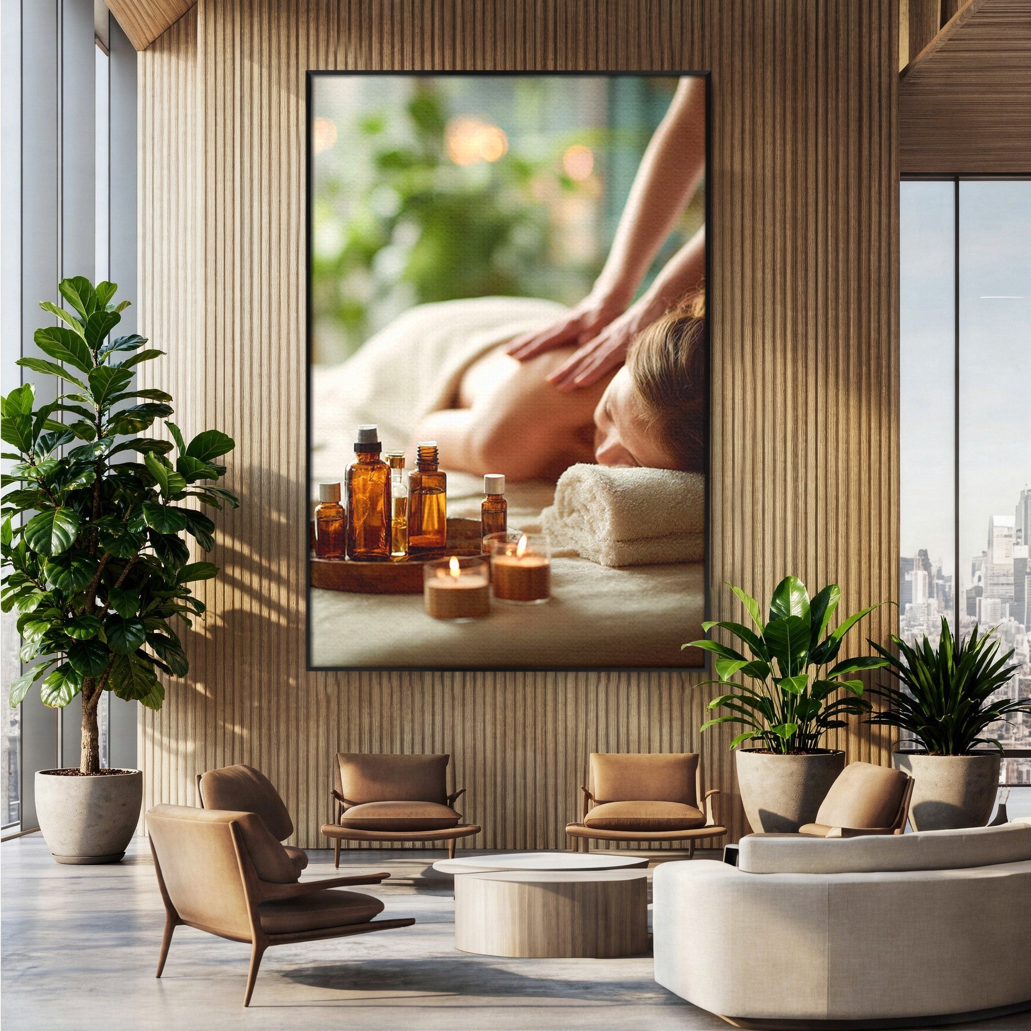 Tablou Canvas Premium LuxCanva® PI1315, Momente De Liniste, Spa, Relaxare, Masaj, Aromaterapie, Sanatate, Wellness, Culori Vibrante, Salon