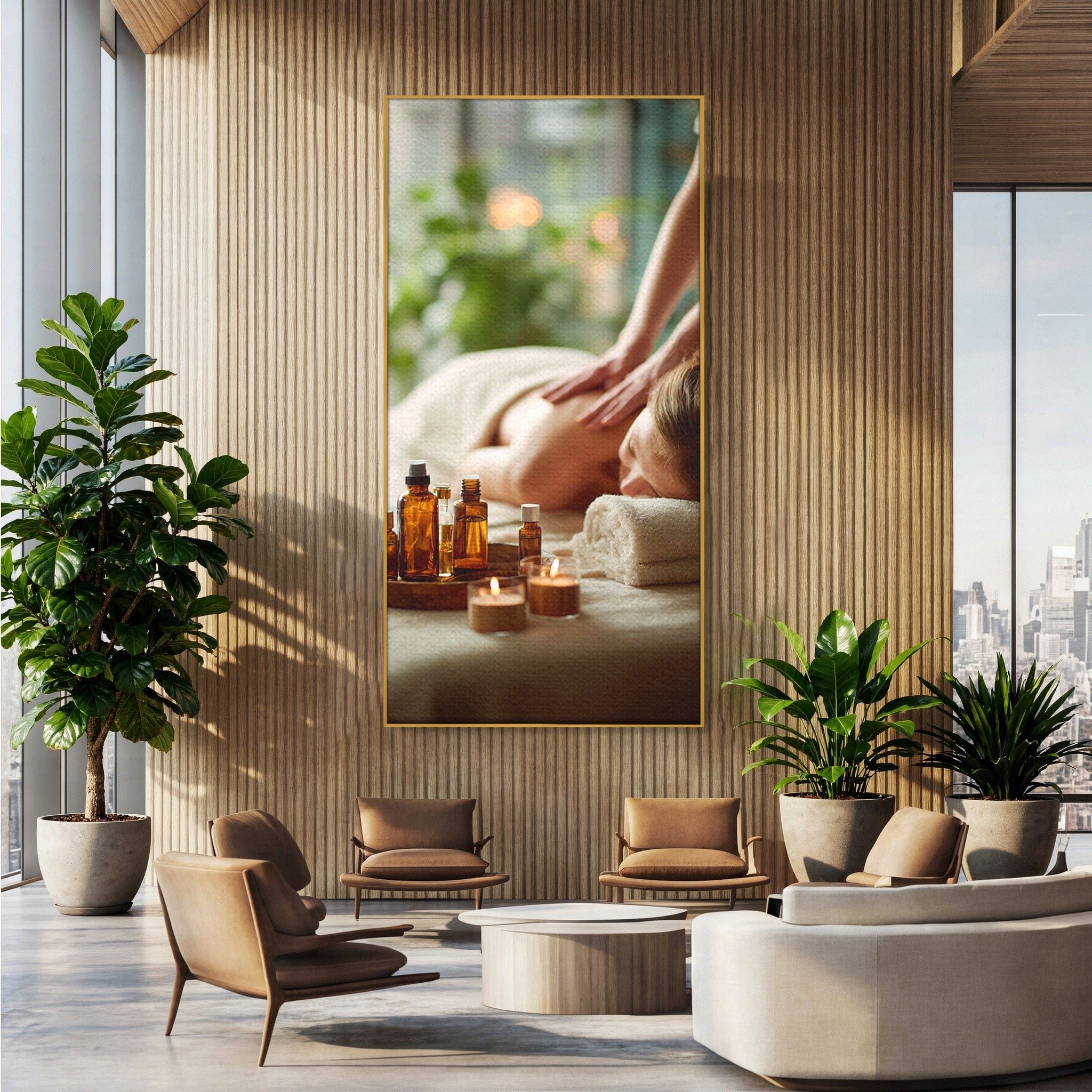 Tablou Canvas Premium LuxCanva® PI1315, Momente De Liniste, Spa, Relaxare, Masaj, Aromaterapie, Sanatate, Wellness, Culori Vibrante, Salon