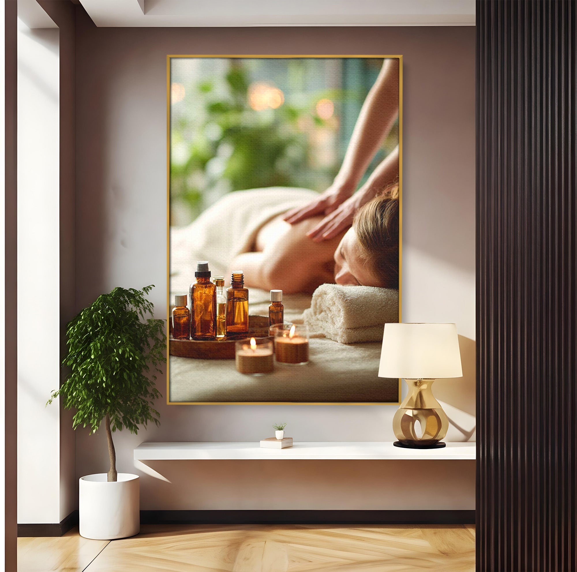 Tablou Canvas Premium LuxCanva® PI1315, Momente De Liniste, Spa, Relaxare, Masaj, Aromaterapie, Sanatate, Wellness, Culori Vibrante, Salon