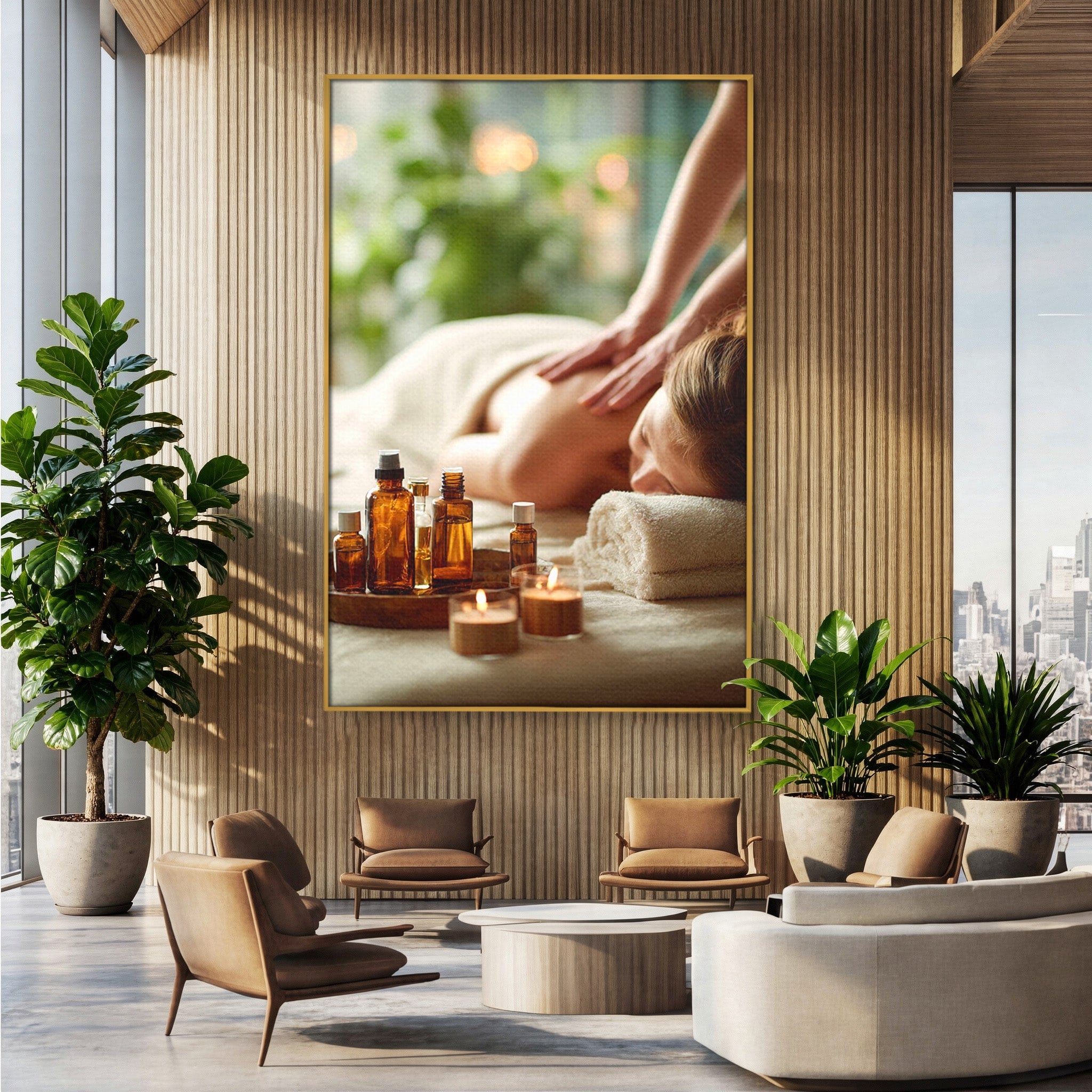 Tablou Canvas Premium LuxCanva® PI1315, Momente De Liniste, Spa, Relaxare, Masaj, Aromaterapie, Sanatate, Wellness, Culori Vibrante, Salon