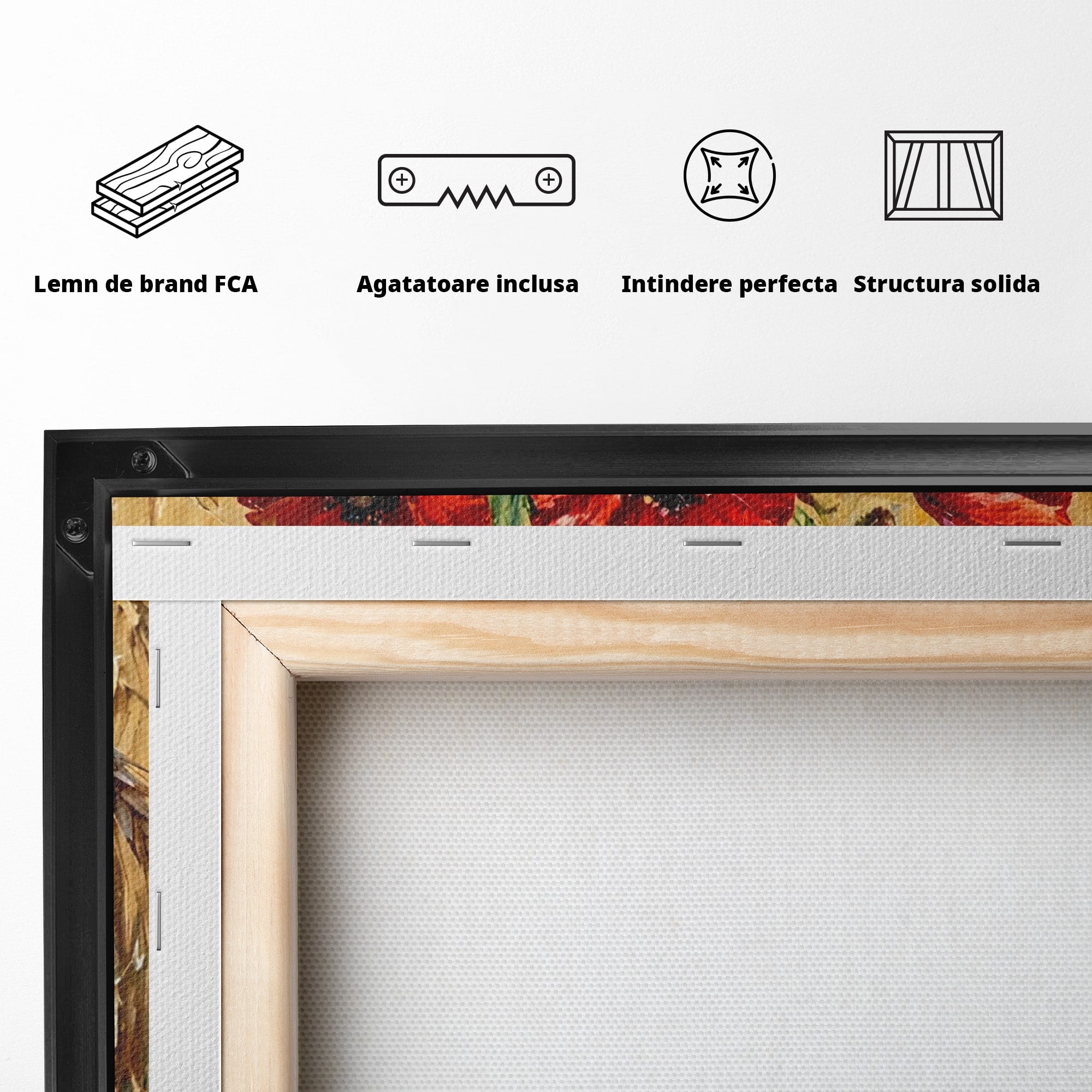 Tablou Canvas Premium LuxCanva® PI1316, Vaza Cu Maci Si Lamai, Maci, Citrice, Grau, Camp, Natura, Culori Vibrante, Living, Bucatarie
