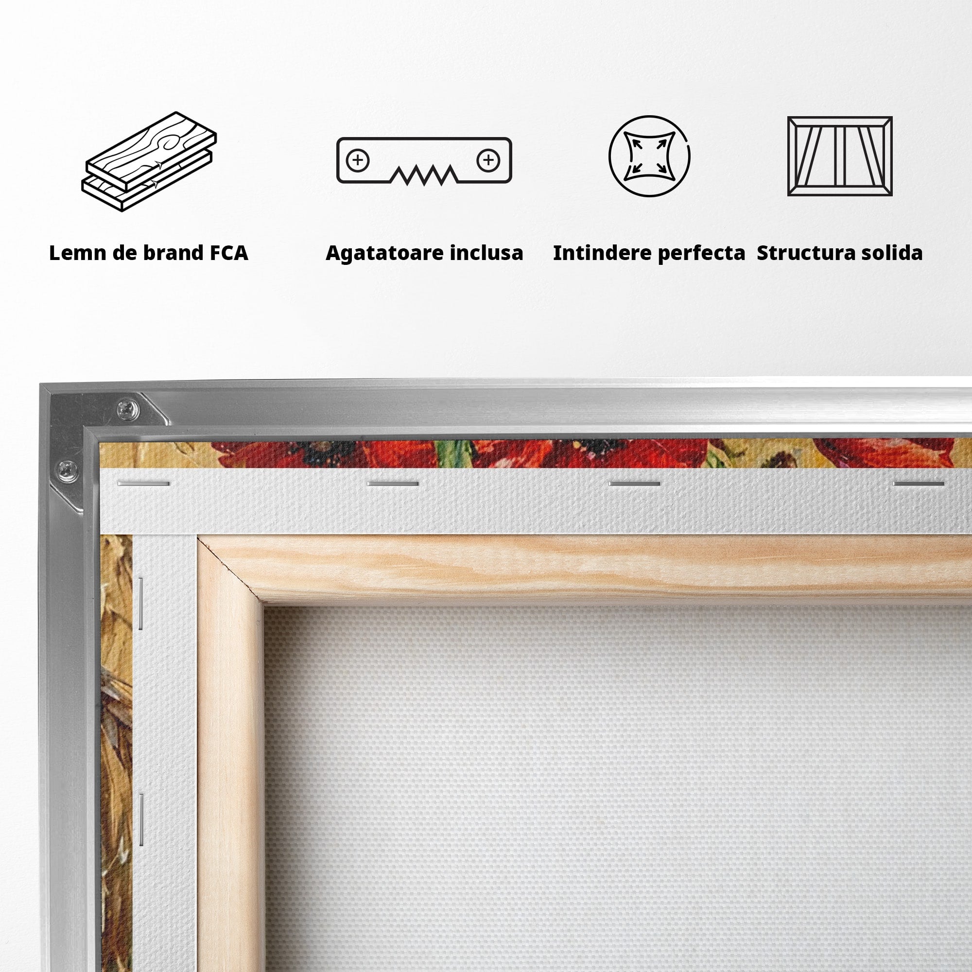 Tablou Canvas Premium LuxCanva® PI1316, Vaza Cu Maci Si Lamai, Maci, Citrice, Grau, Camp, Natura, Culori Vibrante, Living, Bucatarie