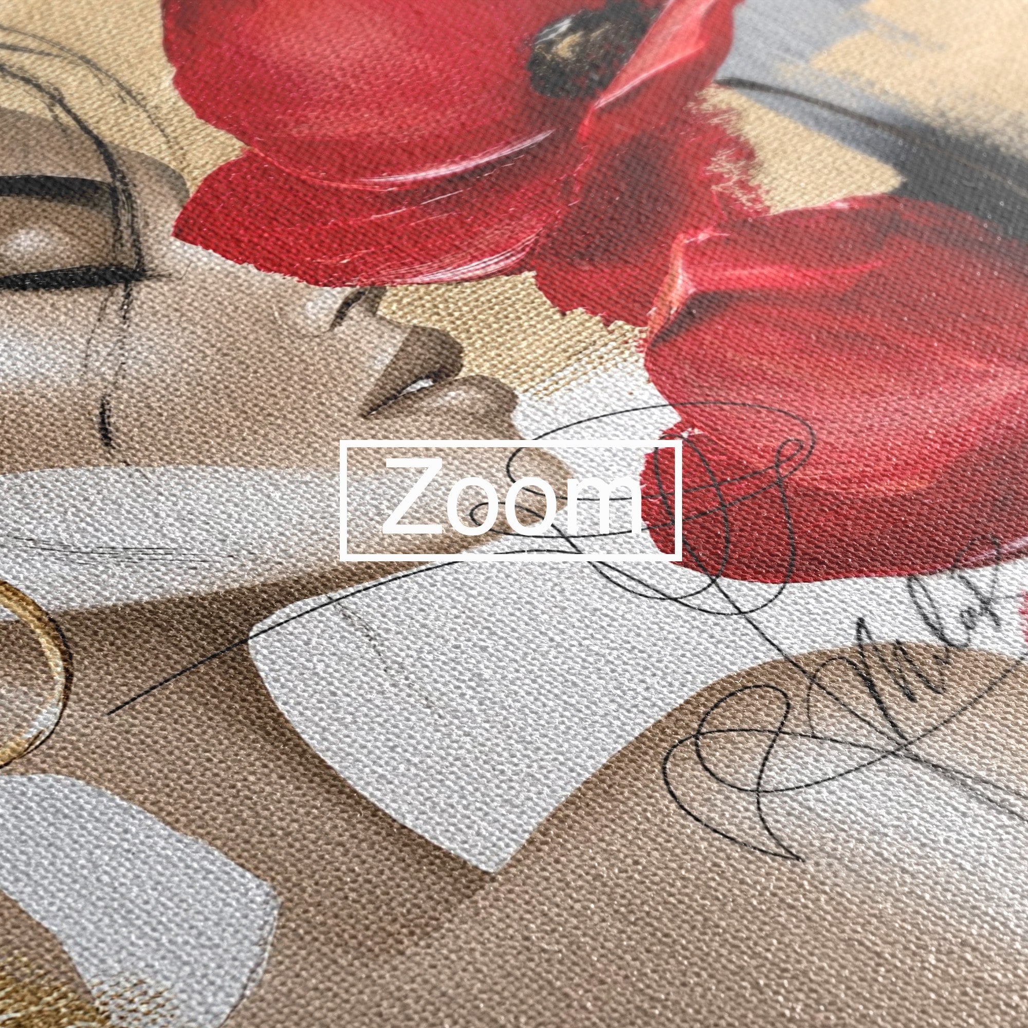 Tablou Canvas Premium LuxCanva® PI1317, Femeie Cu Maci, Podium, Flori, Portret, Eleganta, Culori Vibrante, Living, Dormitor