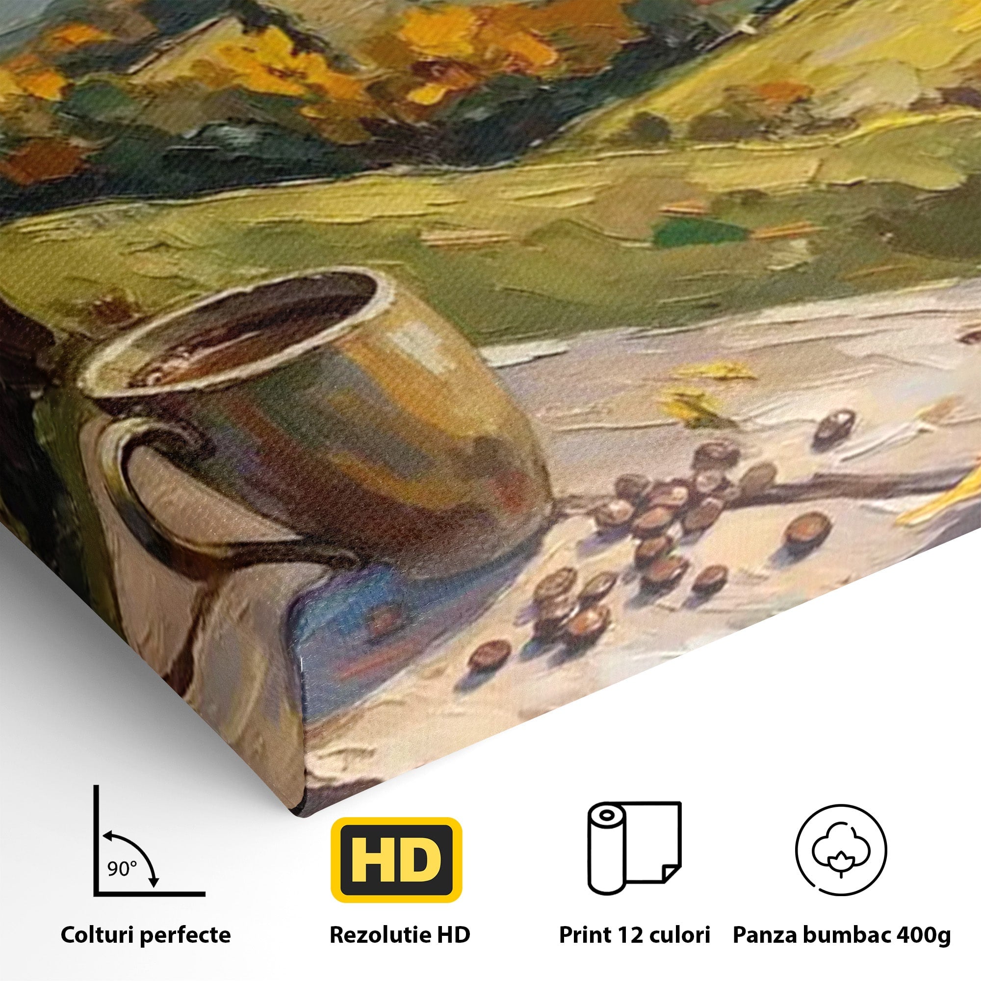Tablou Canvas Premium LuxCanva® PI1318, Cafea De Toamna, Toamna, Peisaj, Cafea, Relaxare, Culori Vibrante, Living, Bucatarie