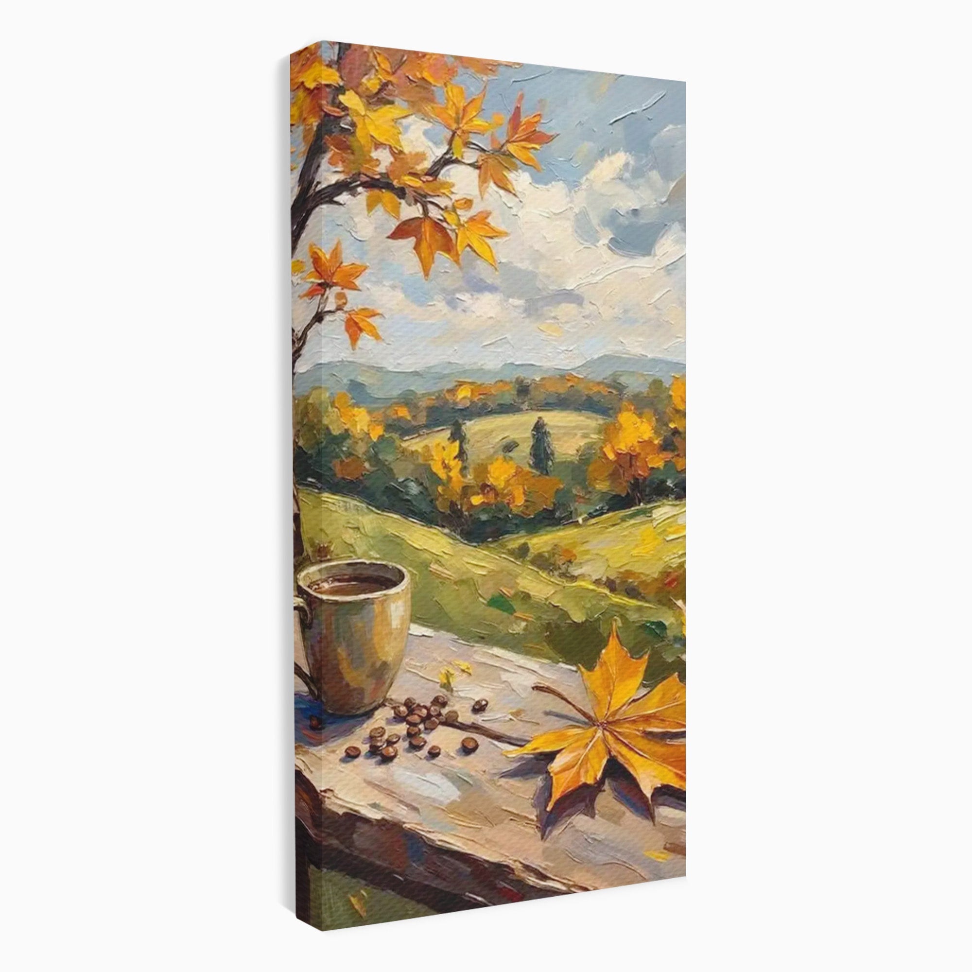 Tablou Canvas Premium LuxCanva® PI1318, Cafea De Toamna, Toamna, Peisaj, Cafea, Relaxare, Culori Vibrante, Living, Bucatarie