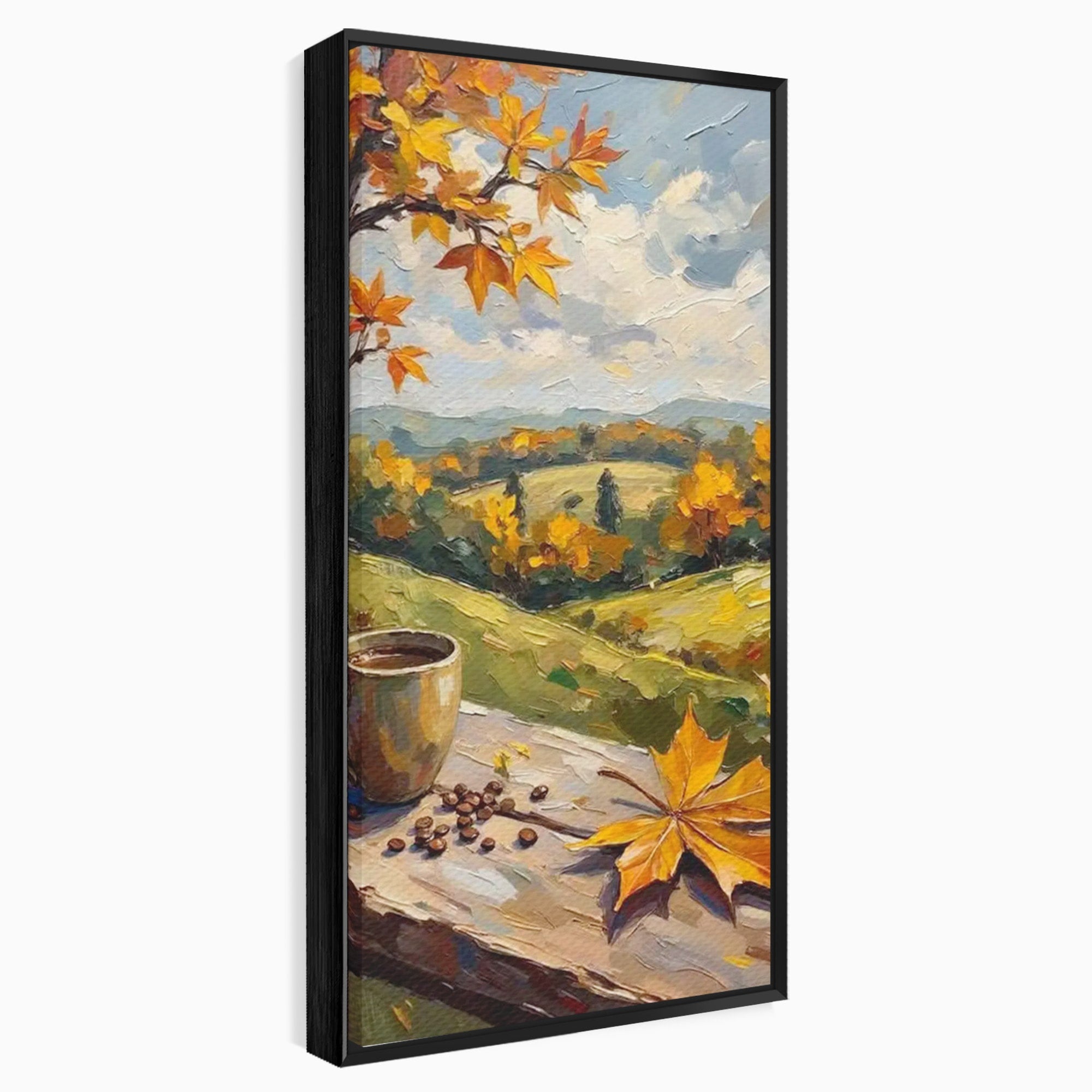 Tablou Canvas Premium LuxCanva® PI1318, Cafea De Toamna, Toamna, Peisaj, Cafea, Relaxare, Culori Vibrante, Living, Bucatarie