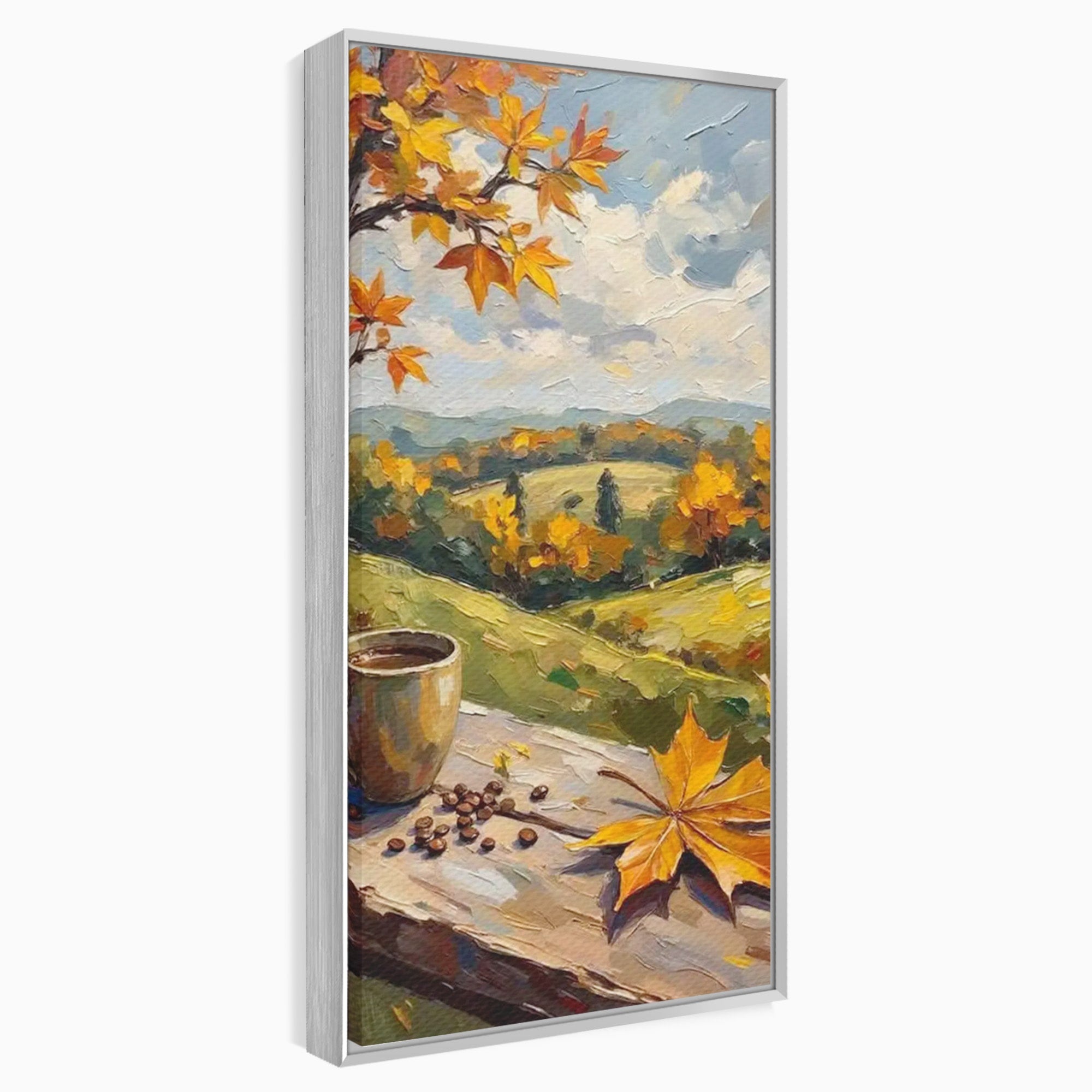 Tablou Canvas Premium LuxCanva® PI1318, Cafea De Toamna, Toamna, Peisaj, Cafea, Relaxare, Culori Vibrante, Living, Bucatarie