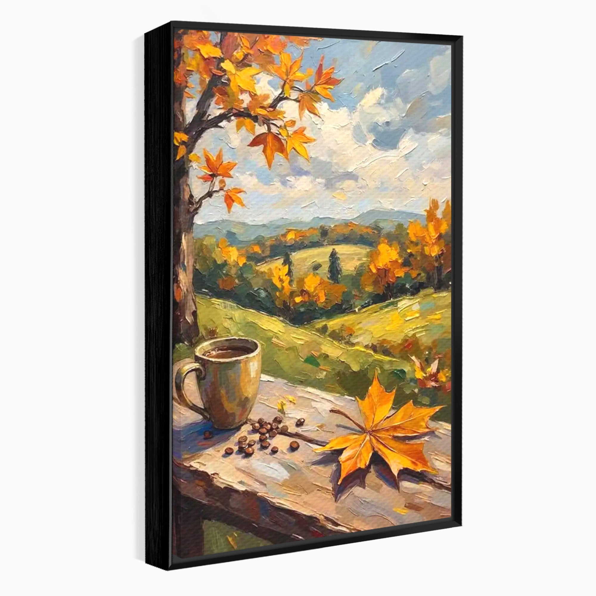 Tablou Canvas Premium LuxCanva® PI1318, Cafea De Toamna, Toamna, Peisaj, Cafea, Relaxare, Culori Vibrante, Living, Bucatarie