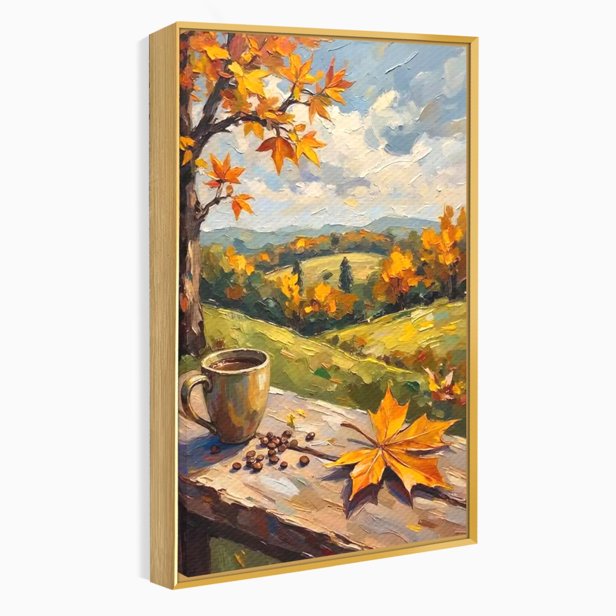 Tablou Canvas Premium LuxCanva® PI1318, Cafea De Toamna, Toamna, Peisaj, Cafea, Relaxare, Culori Vibrante, Living, Bucatarie