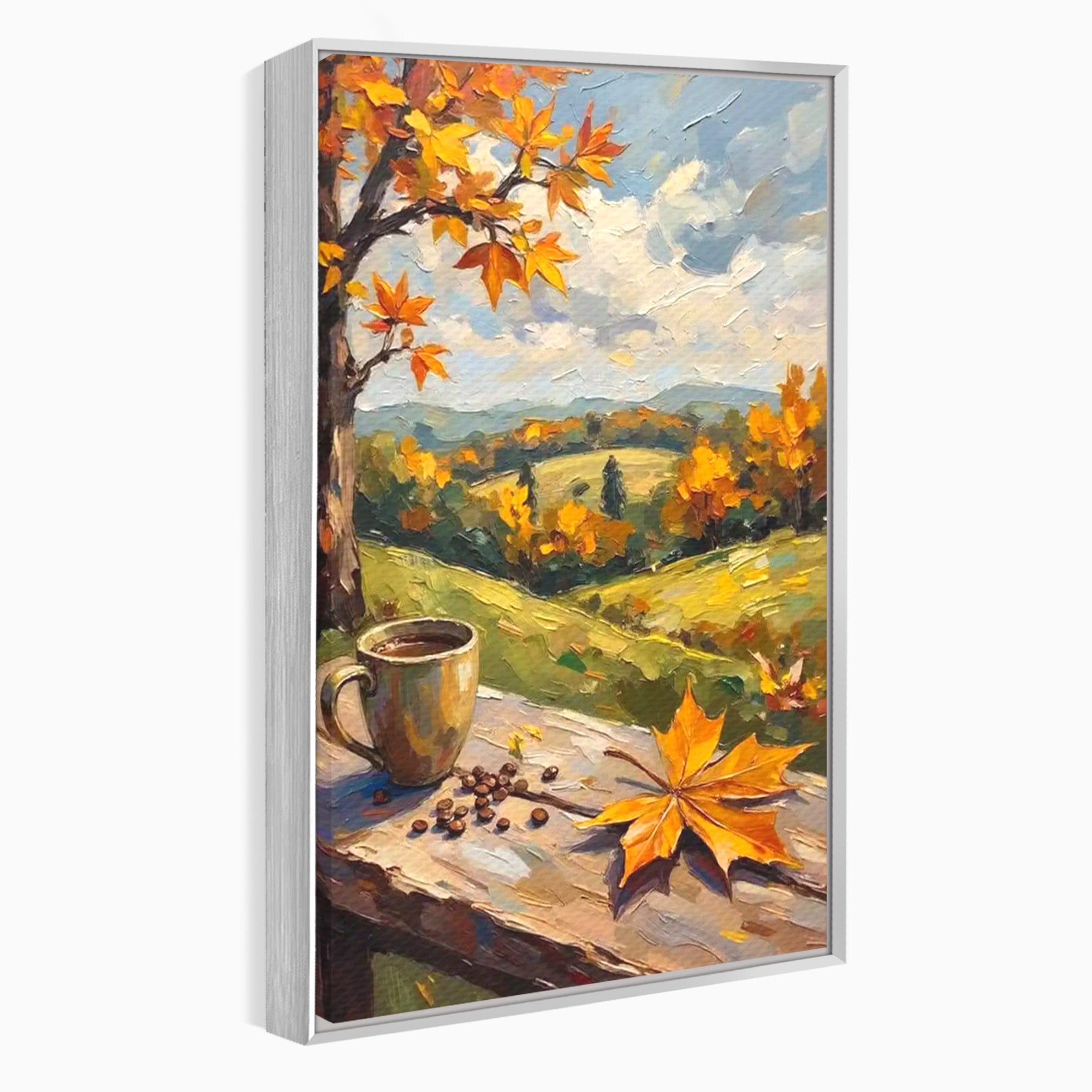 Tablou Canvas Premium LuxCanva® PI1318, Cafea De Toamna, Toamna, Peisaj, Cafea, Relaxare, Culori Vibrante, Living, Bucatarie