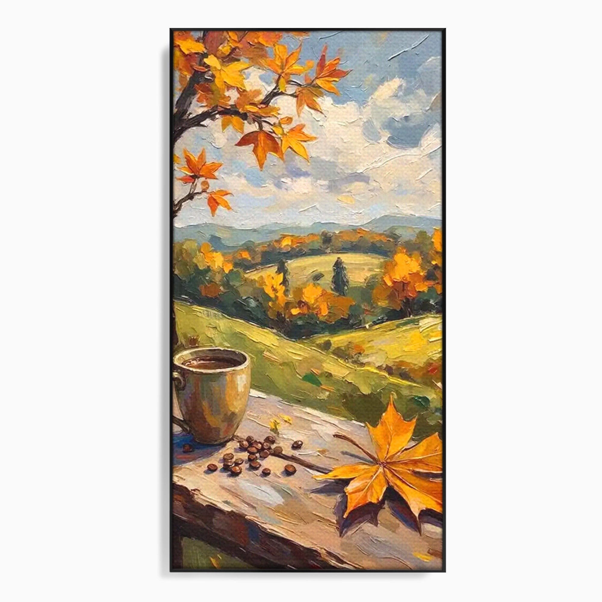 Tablou Canvas Premium LuxCanva® PI1318, Cafea De Toamna, Toamna, Peisaj, Cafea, Relaxare, Culori Vibrante, Living, Bucatarie