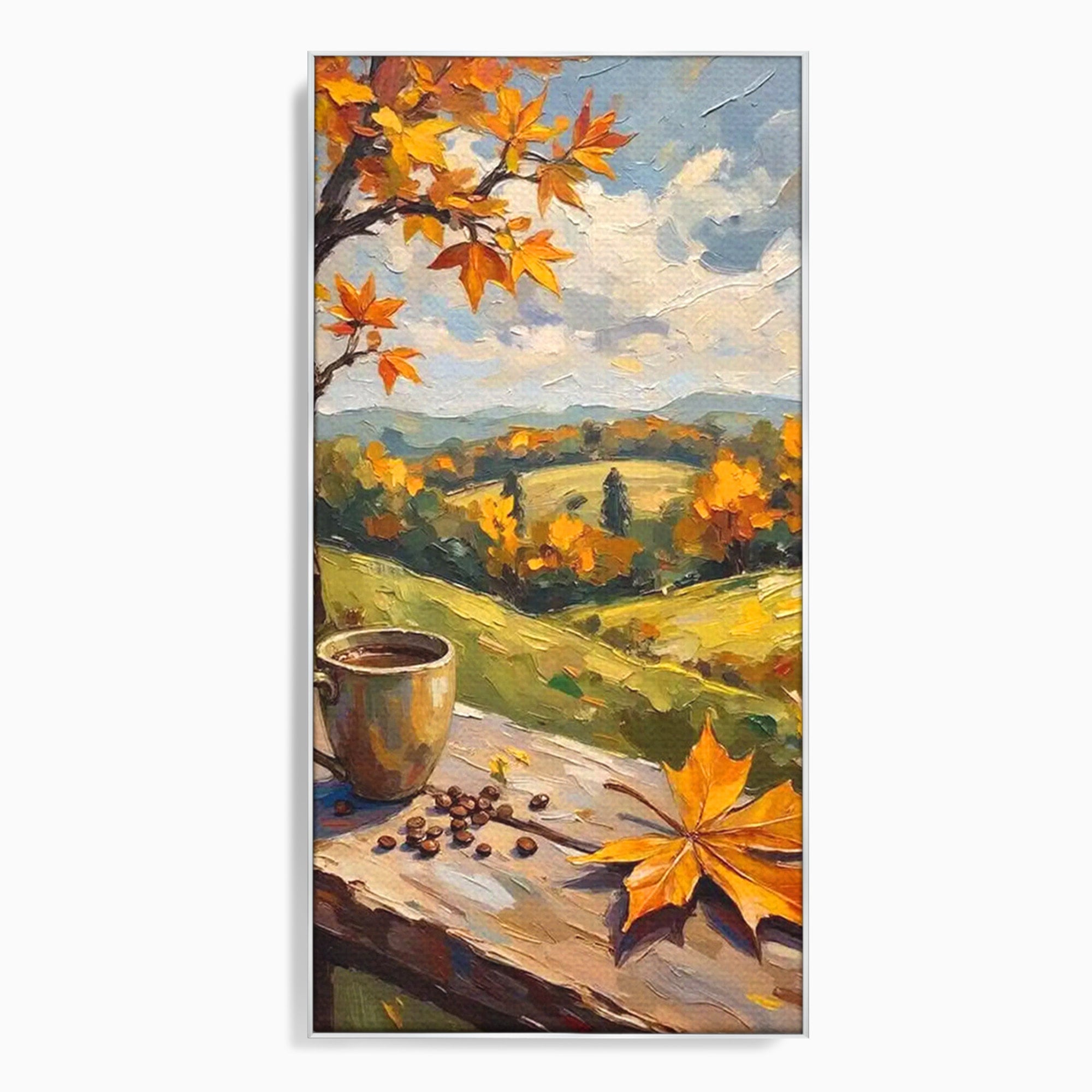 Tablou Canvas Premium LuxCanva® PI1318, Cafea De Toamna, Toamna, Peisaj, Cafea, Relaxare, Culori Vibrante, Living, Bucatarie