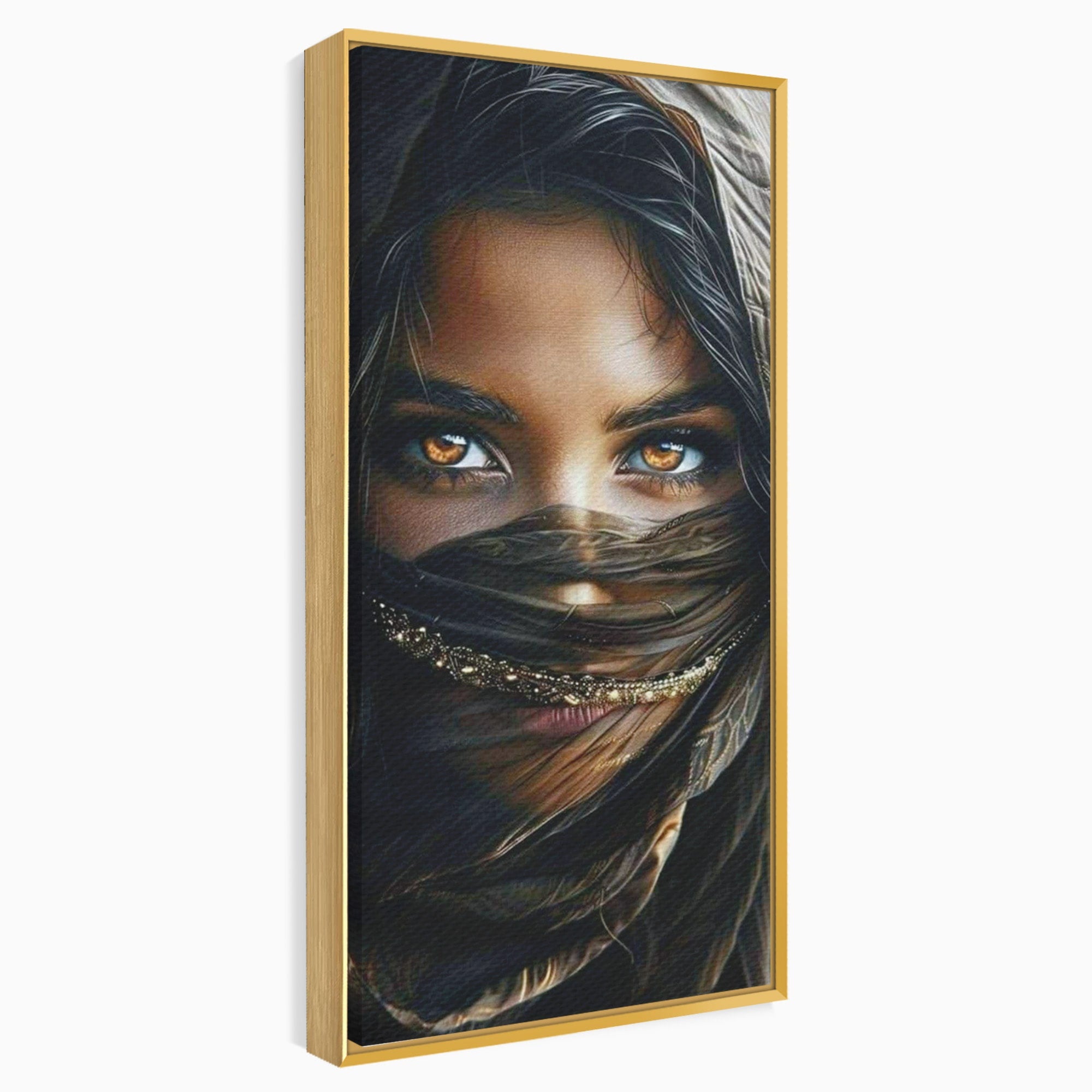 Tablou Canvas Premium LuxCanva® PI1319, Ochii Care Povestesc, Portret, Femeie, Mister, Privire, Culori Vibrante, Living, Dormitor