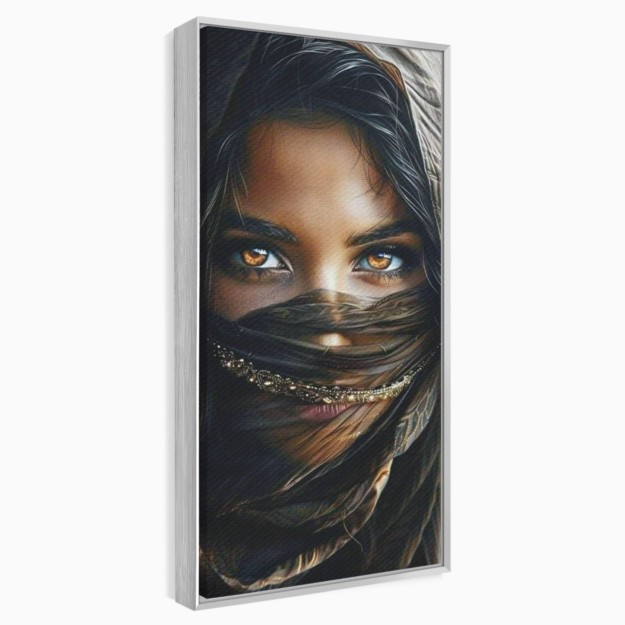 Tablou Canvas Premium LuxCanva® PI1319, Ochii Care Povestesc, Portret, Femeie, Mister, Privire, Culori Vibrante, Living, Dormitor