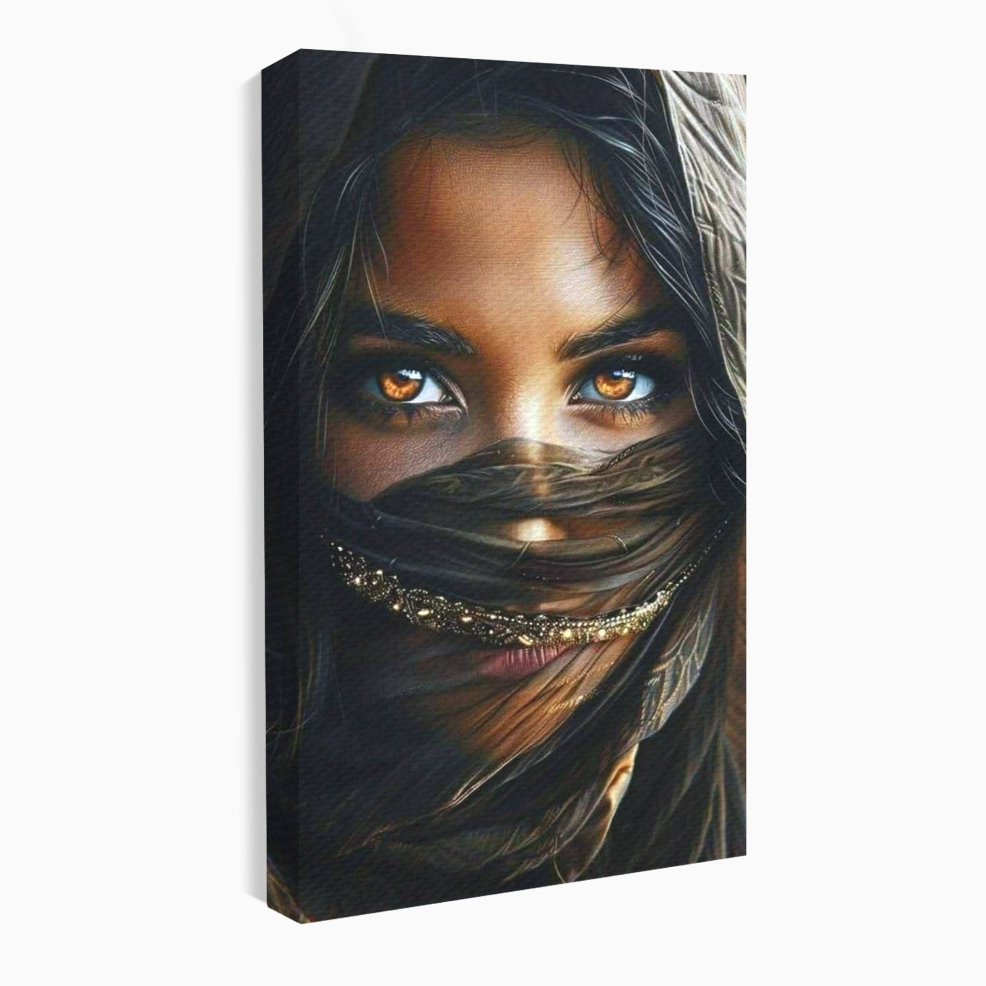 Tablou Canvas Premium LuxCanva® PI1319, Ochii Care Povestesc, Portret, Femeie, Mister, Privire, Culori Vibrante, Living, Dormitor