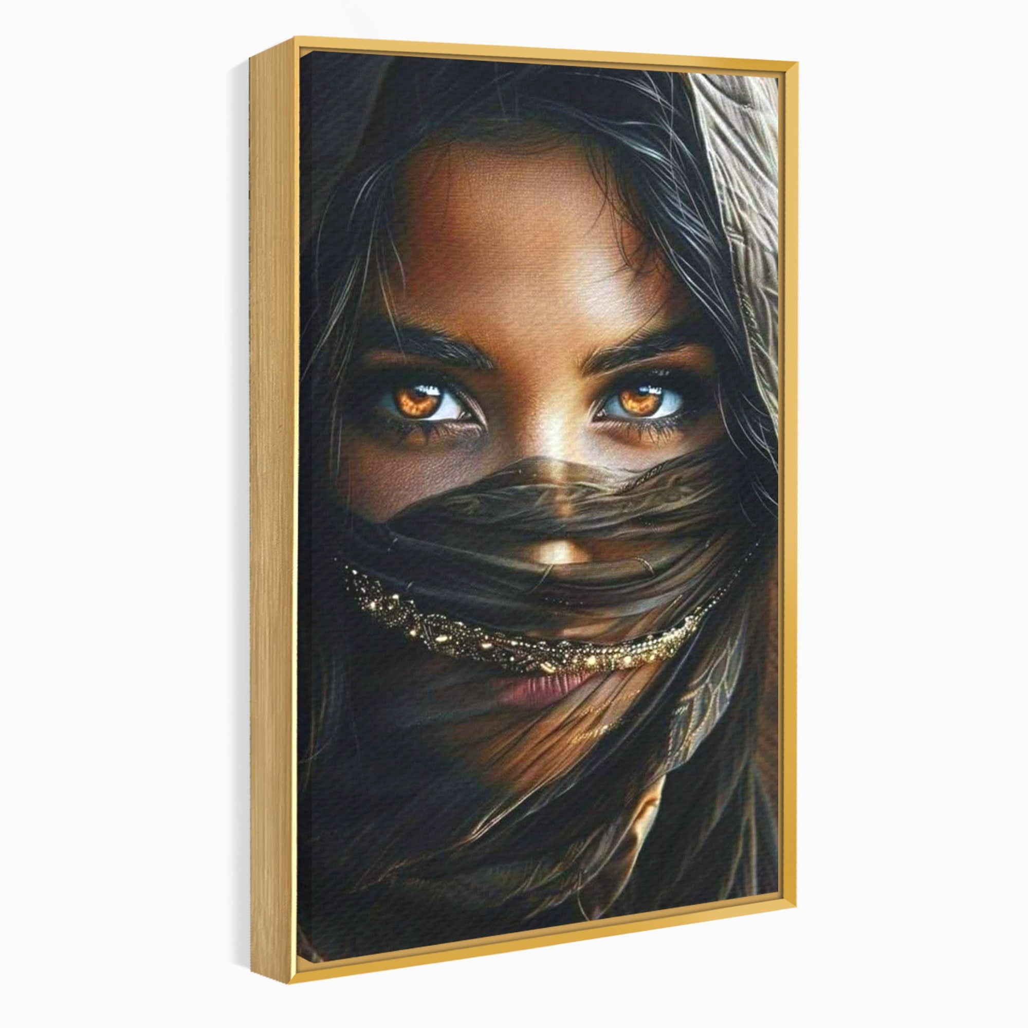 Tablou Canvas Premium LuxCanva® PI1319, Ochii Care Povestesc, Portret, Femeie, Mister, Privire, Culori Vibrante, Living, Dormitor