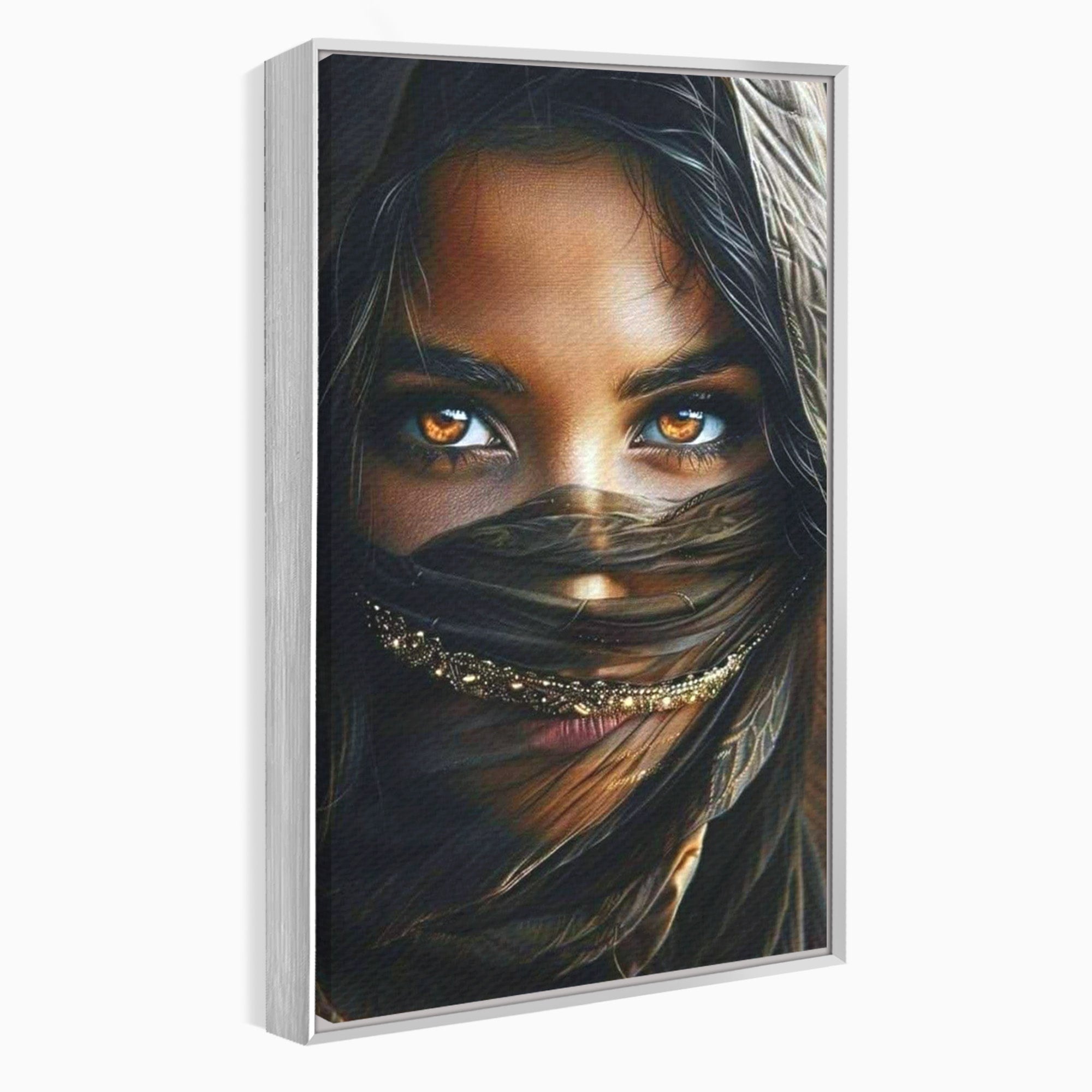 Tablou Canvas Premium LuxCanva® PI1319, Ochii Care Povestesc, Portret, Femeie, Mister, Privire, Culori Vibrante, Living, Dormitor
