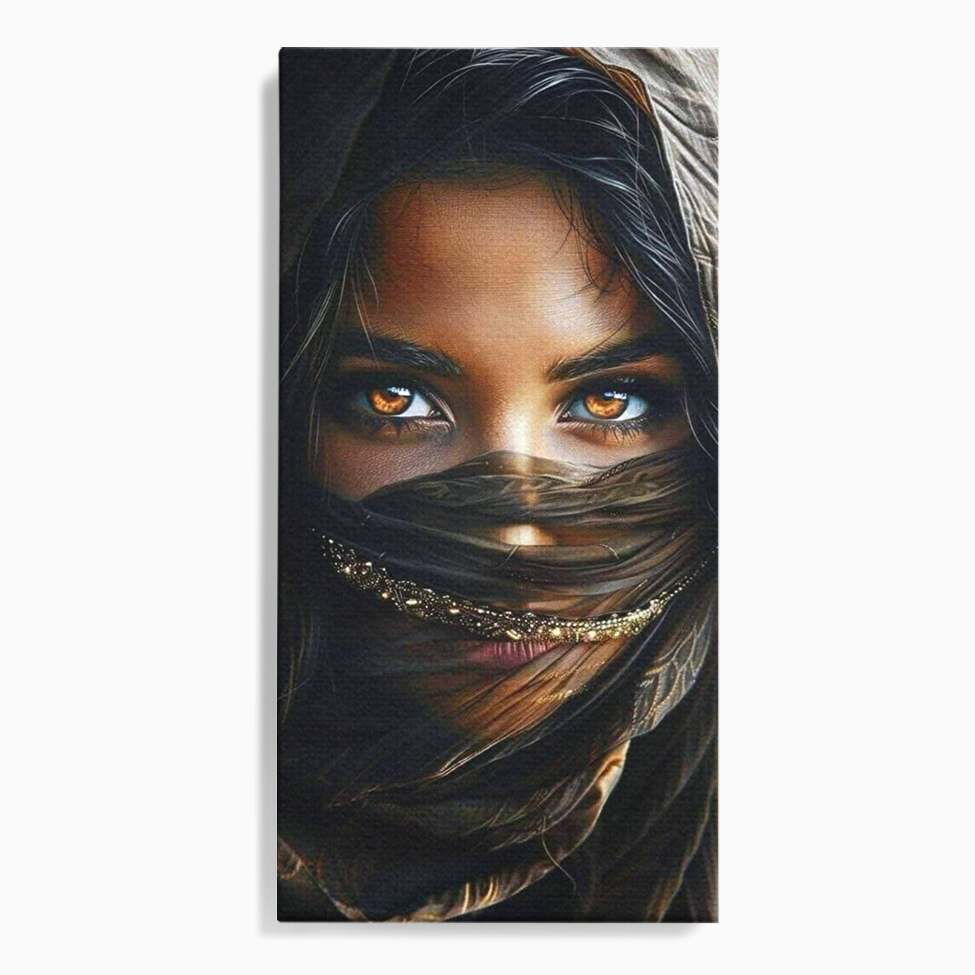 Tablou Canvas Premium LuxCanva® PI1319, Ochii Care Povestesc, Portret, Femeie, Mister, Privire, Culori Vibrante, Living, Dormitor