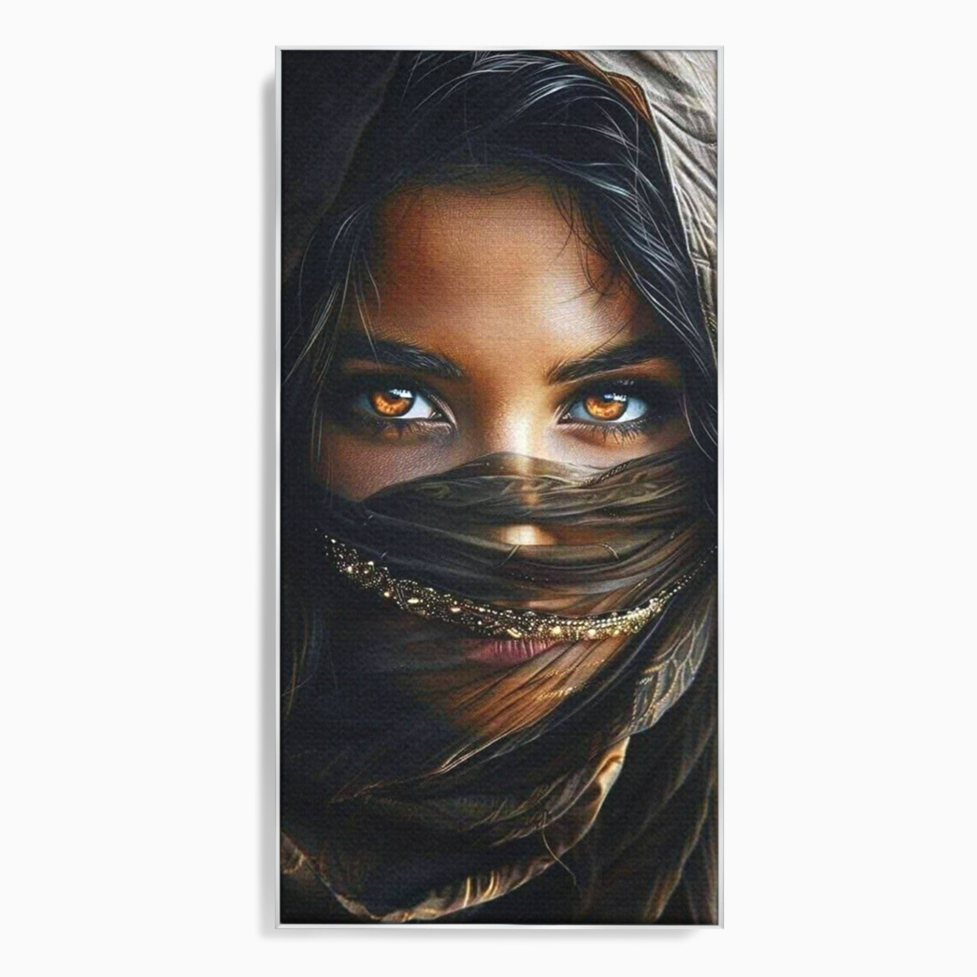 Tablou Canvas Premium LuxCanva® PI1319, Ochii Care Povestesc, Portret, Femeie, Mister, Privire, Culori Vibrante, Living, Dormitor