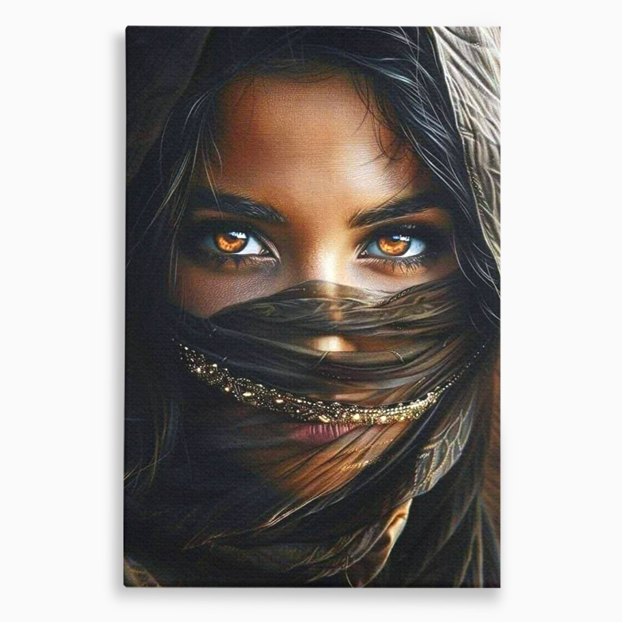 Tablou Canvas Premium LuxCanva® PI1319, Ochii Care Povestesc, Portret, Femeie, Mister, Privire, Culori Vibrante, Living, Dormitor