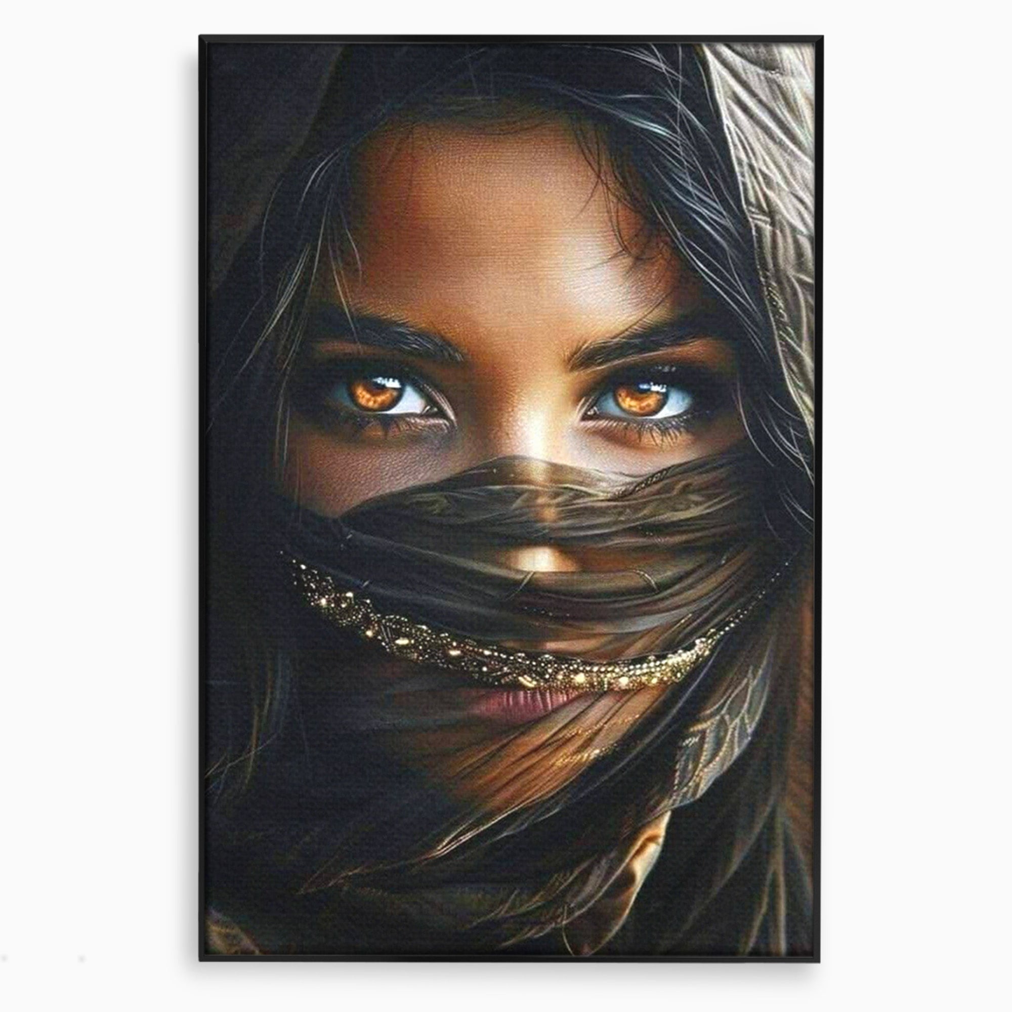 Tablou Canvas Premium LuxCanva® PI1319, Ochii Care Povestesc, Portret, Femeie, Mister, Privire, Culori Vibrante, Living, Dormitor
