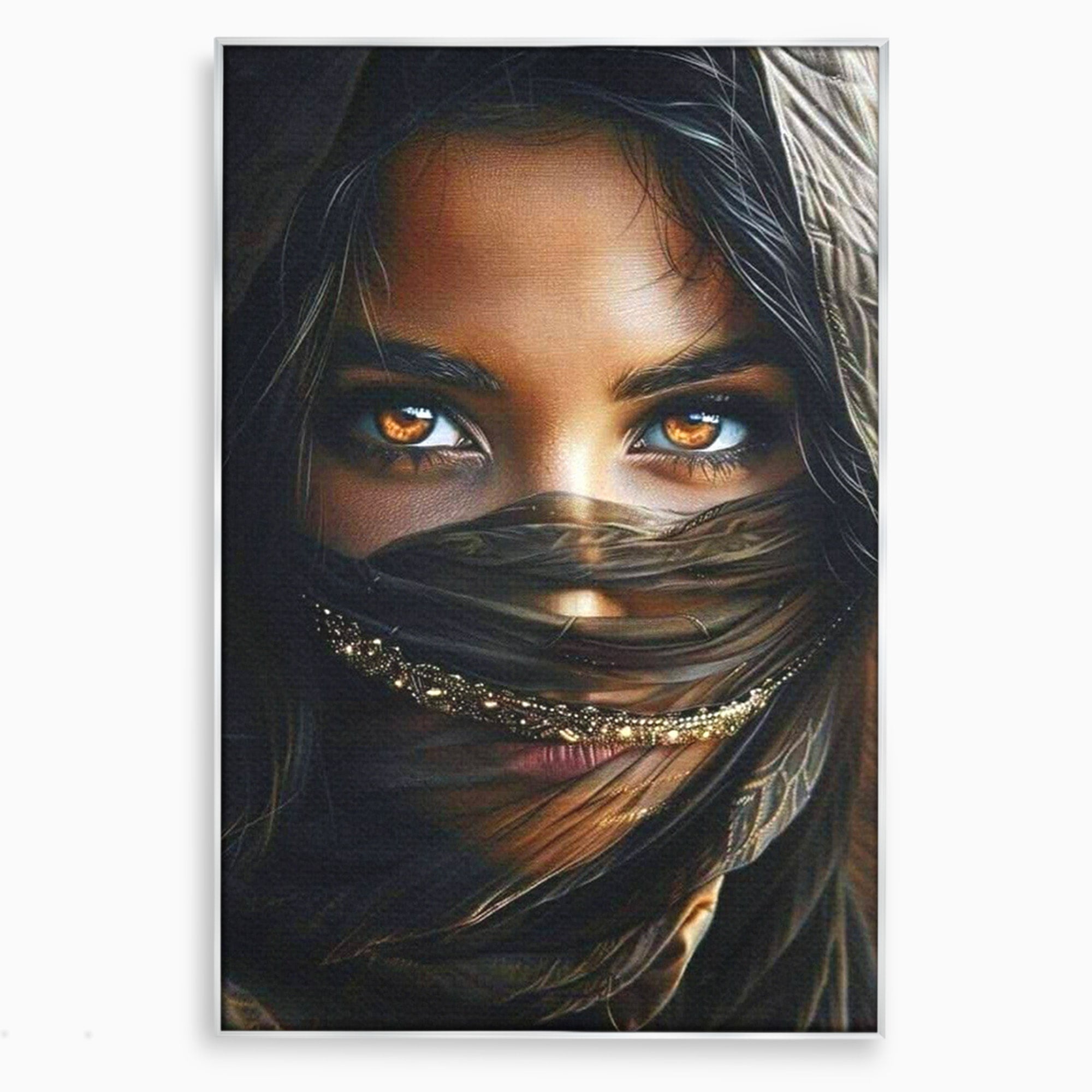 Tablou Canvas Premium LuxCanva® PI1319, Ochii Care Povestesc, Portret, Femeie, Mister, Privire, Culori Vibrante, Living, Dormitor