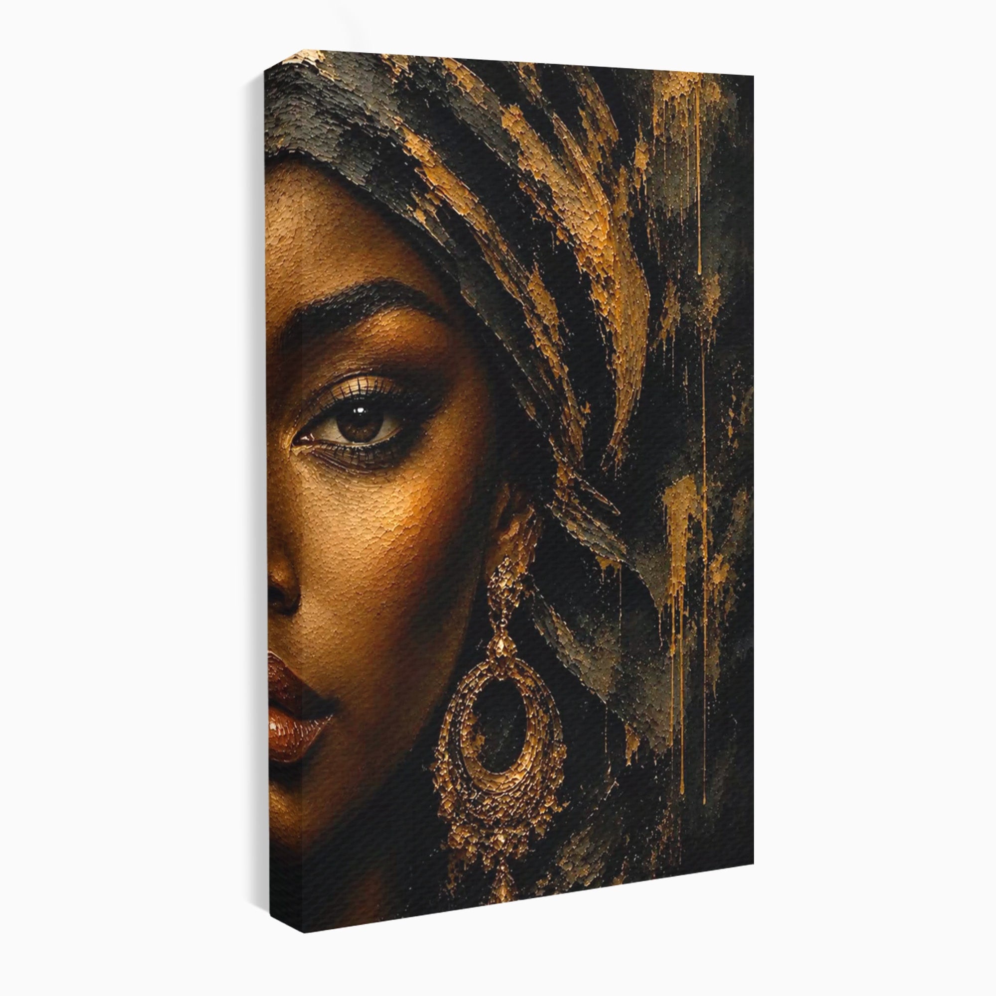 Tablou Canvas Premium LuxCanva® PI1320, Portret Regal African, Turban, Femeie, Eleganta, Arta, Culori Vibrante, Living, Dormitor